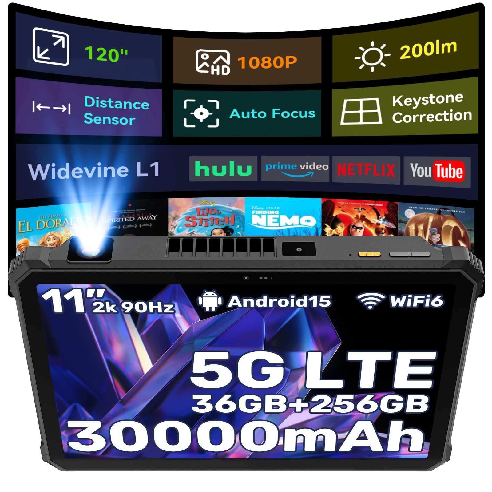 Blackview Active 12 Pro (Tablette Robuste 5G - Ecran 11''  - 256 Go, 12 Go RAM - 30 000 mAh) Noir
