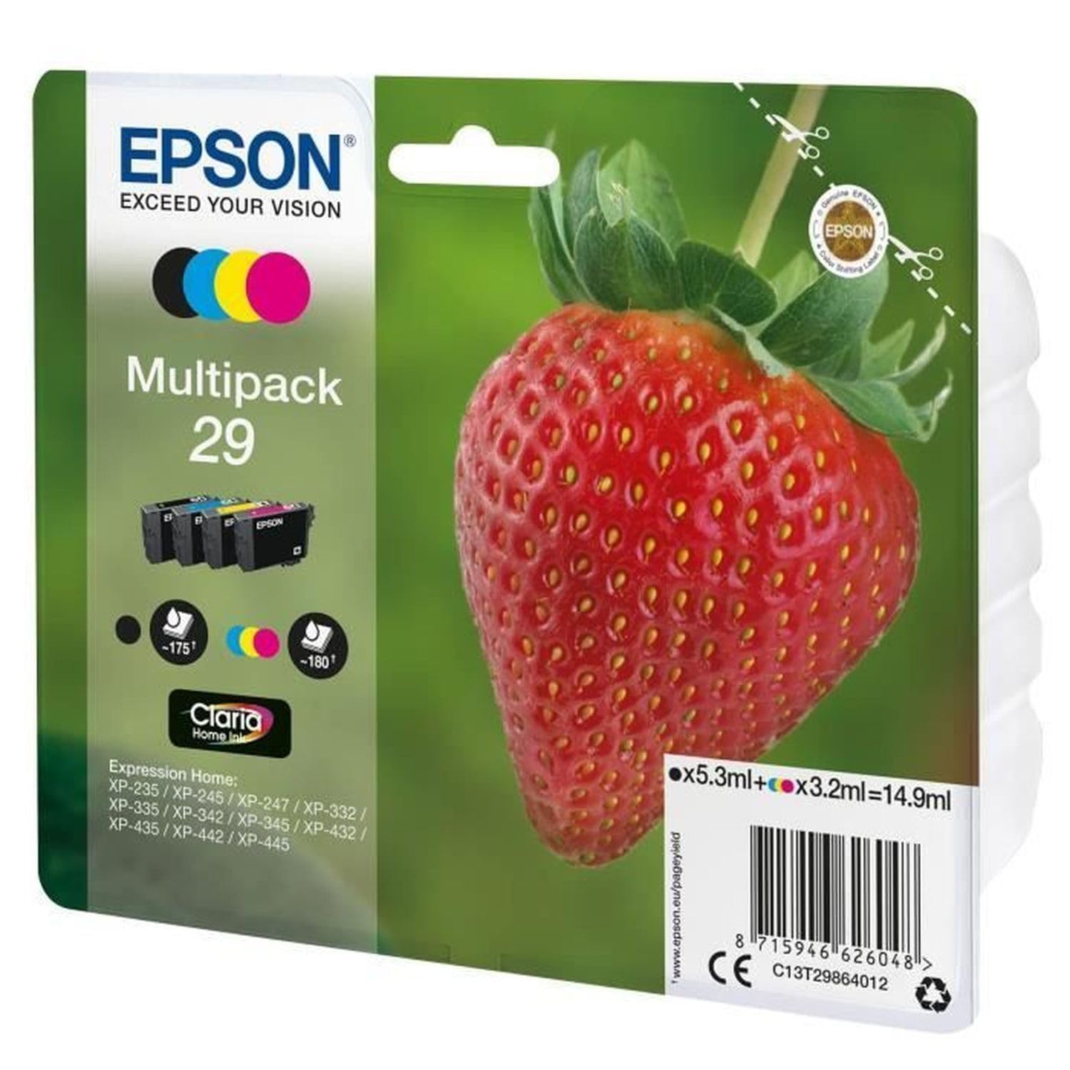EPSON 1LB Multipack Fraise - Ink Claria Home Black Cyan Magenta Yellow w/s