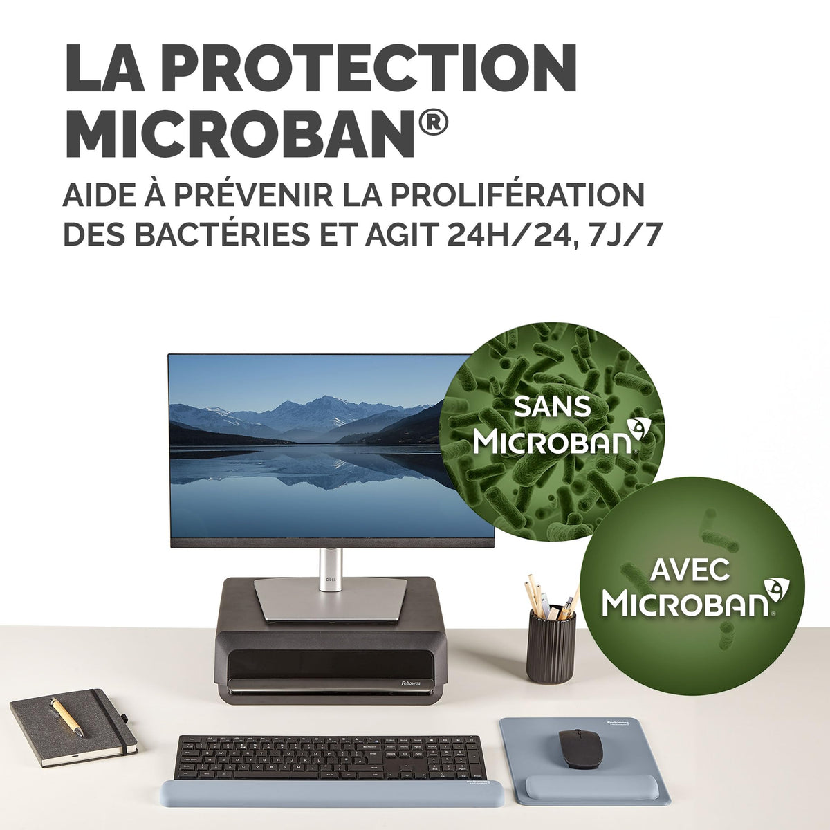 FELLOWES Tapis souris repose-poignets XL Breyta Bleu gris
