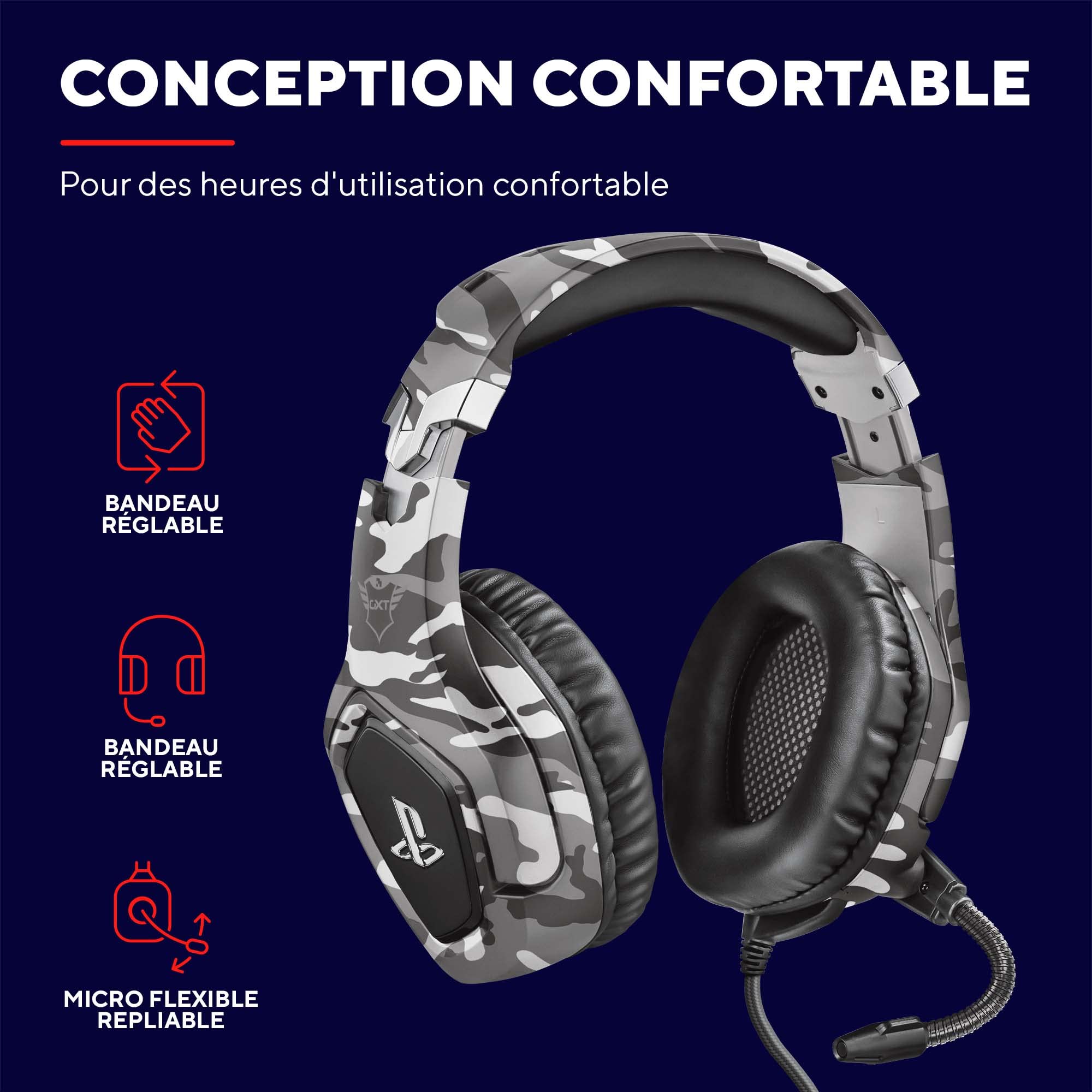 TRUST Casque gaming FORZE pour PS5/PS4 license officielle - Grey