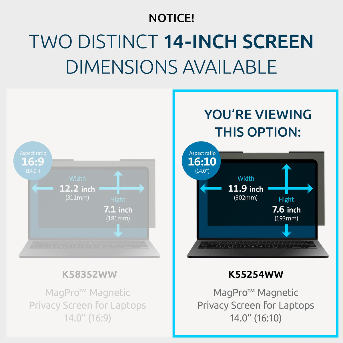 Kensington MagPro Magnetic Privacy 14"