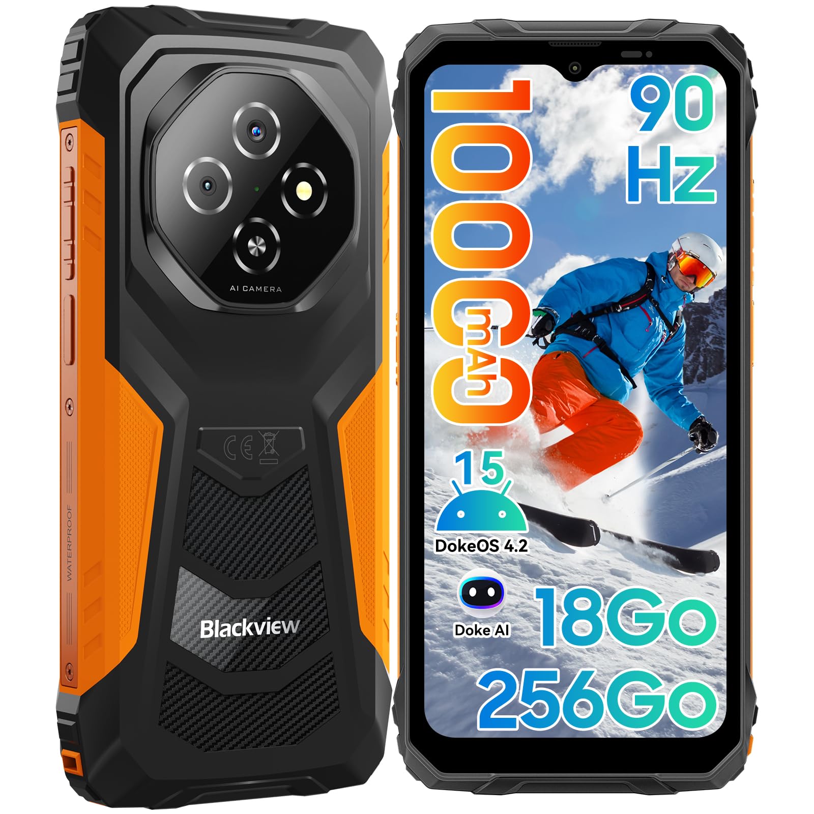 Blackview FORT 1 (6.56'' -  NFC - 256 Go, 6 Go de RAM - 10000mAh) Orange