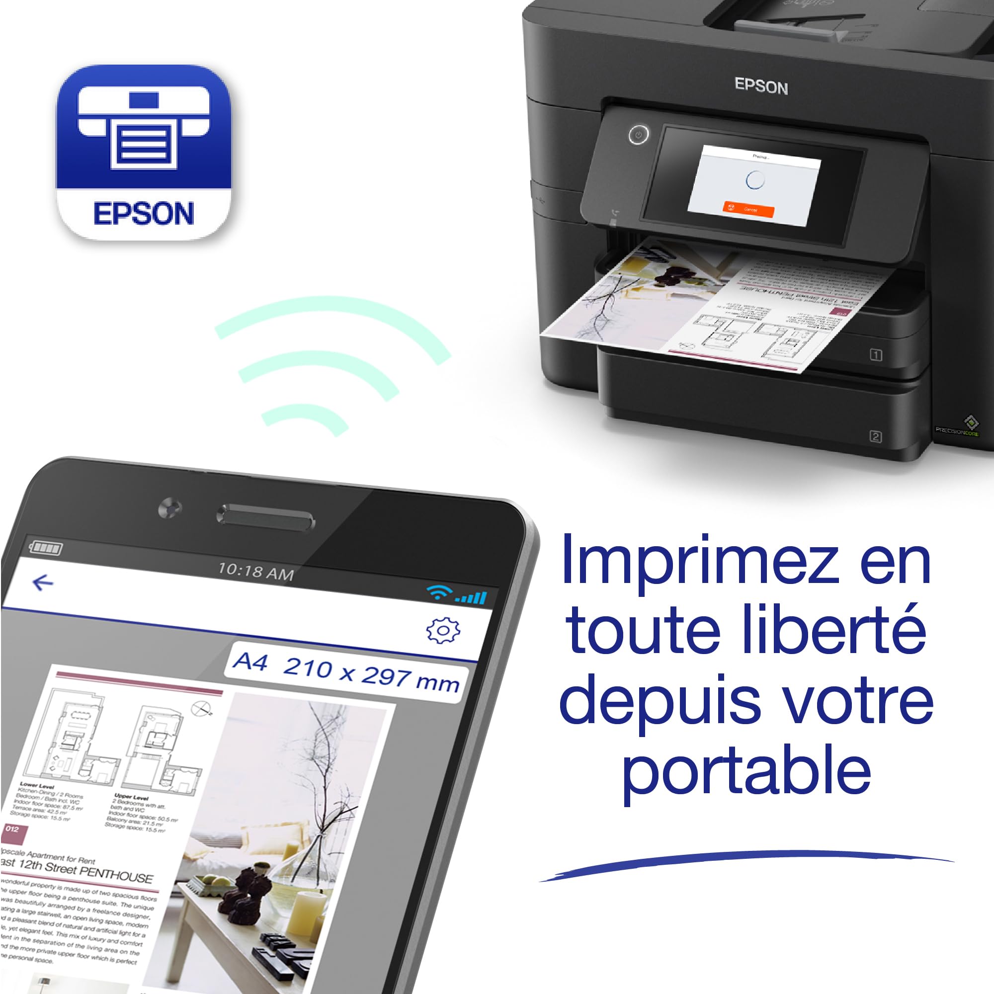 EPSON WorkForce Pro WF-4830DTWF MFP colour ink-jet A4 25ppm print 500 sheets USB 2.0 LAN Wi-Fi USB host NFC