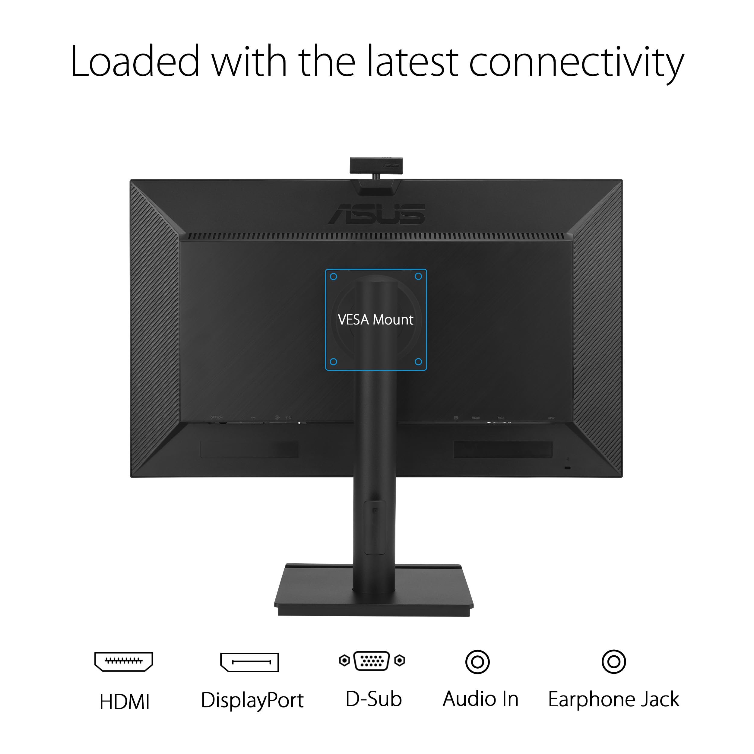 ASUS BE279QFK Video Conferencing Monitor 27p IPS WLED FHD 16:9 100Hz 250cd/m2 5ms HDMI DP D-Sub 2.0M Camera Black