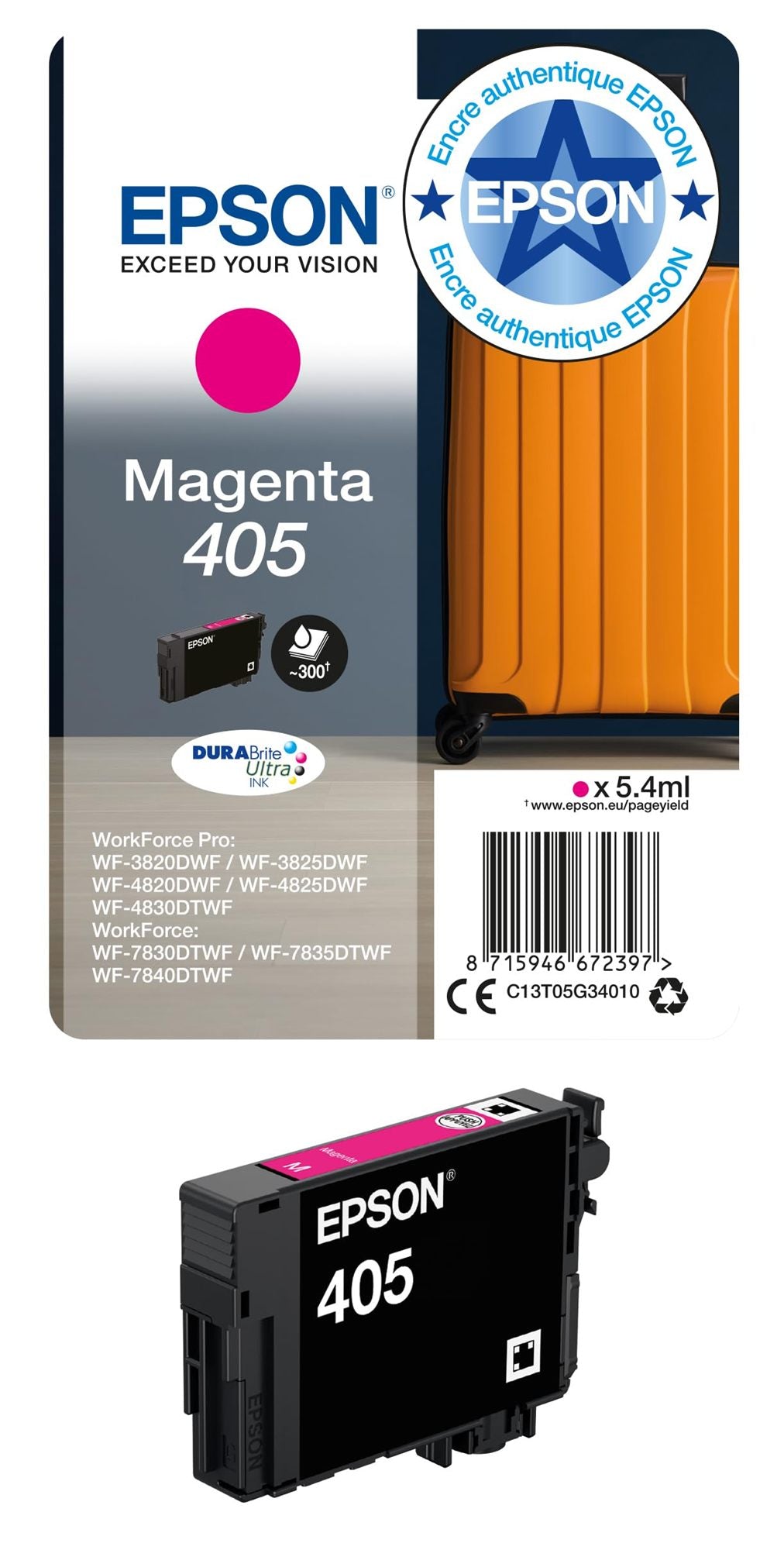 EPSON 2LB Singlepack Magenta 405 DURABrite Ultra Ink