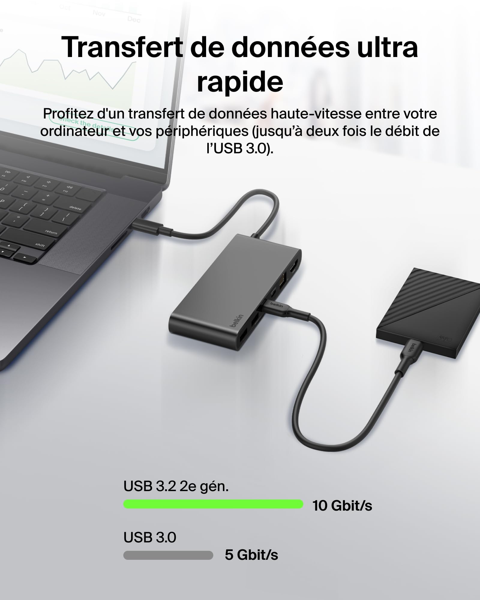 BELKIN Connect 8-in-1 USB-C Hub with Dual USB-C Ports - Silver