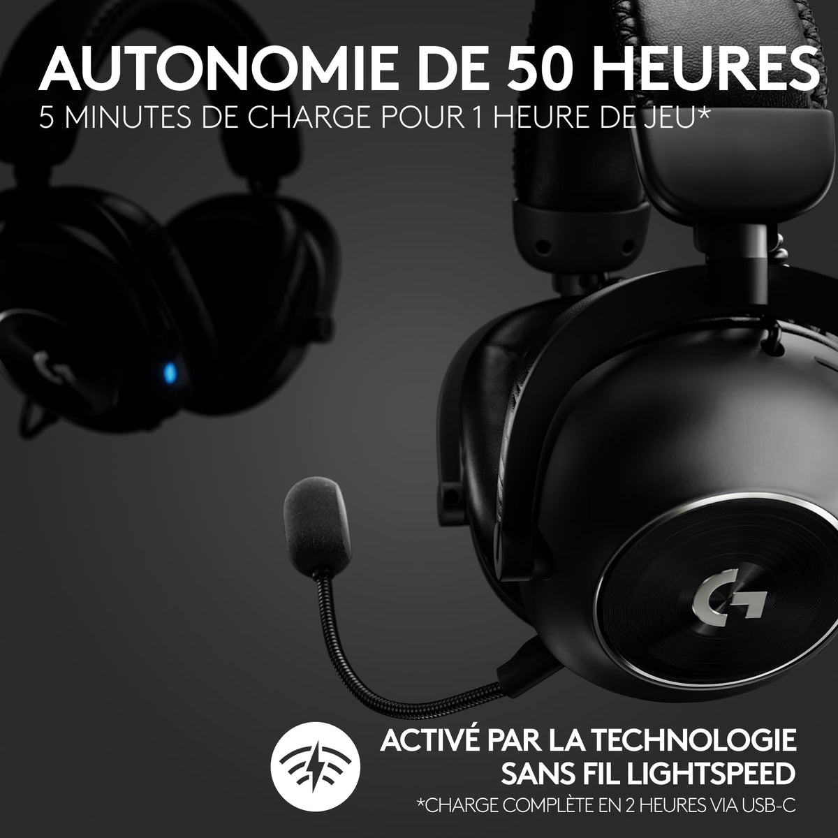 LOGITECH PRO X Headset full size LIGHTSPEED wireless noise isolating