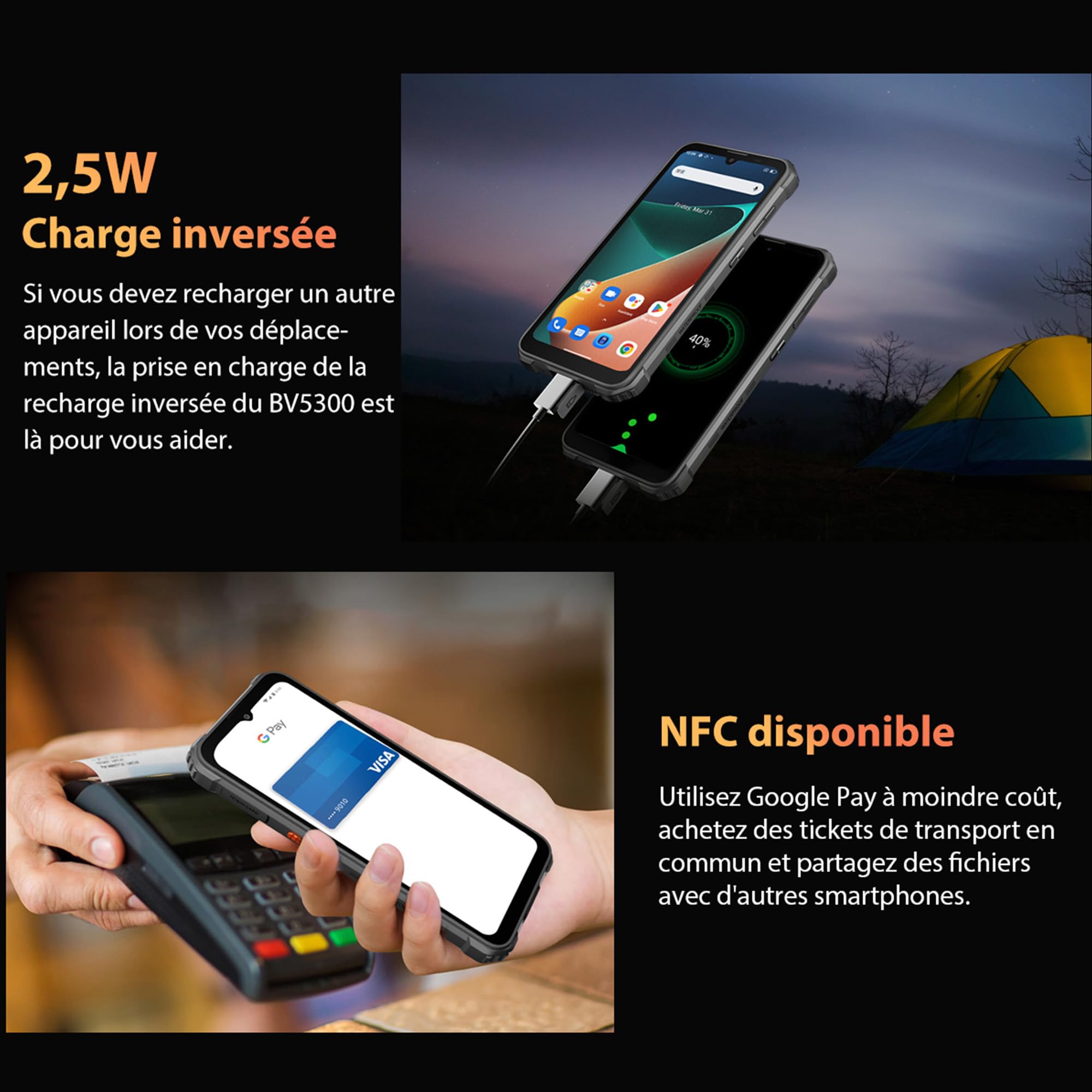 Blackview BV5300 Pro (Double Sim - Ecran de 6.1'' - 64 Go, 4 Go RAM) Orange