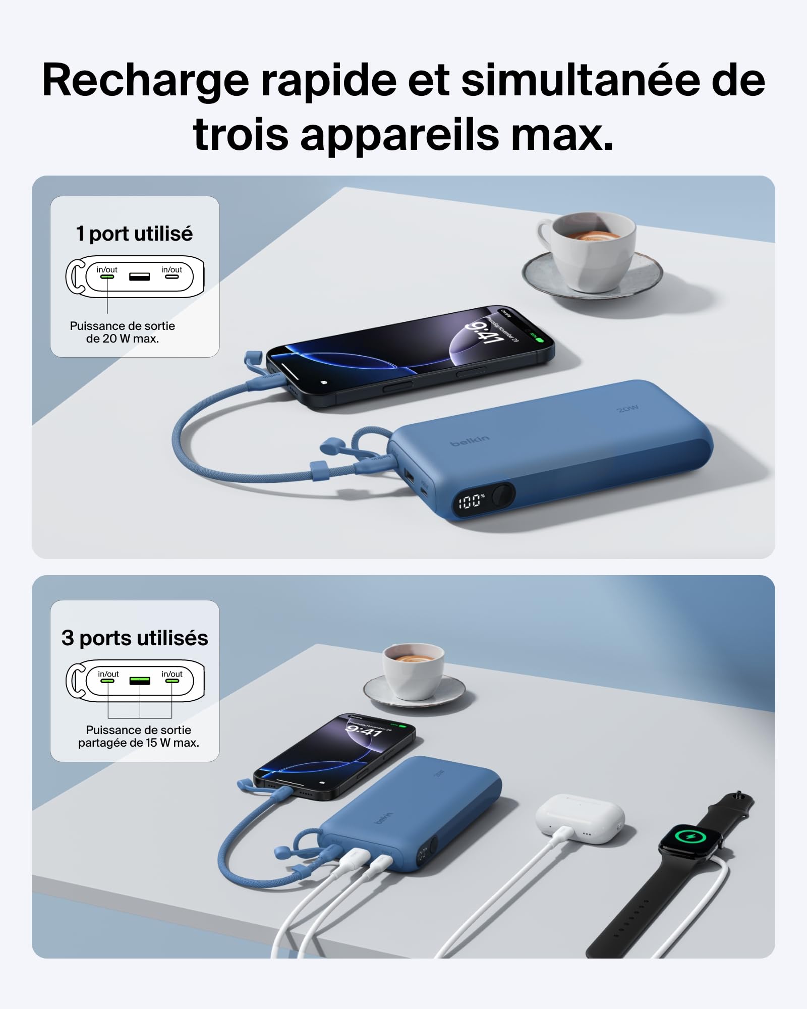BELKIN 20k PD20W Power Bank with Display Blue
