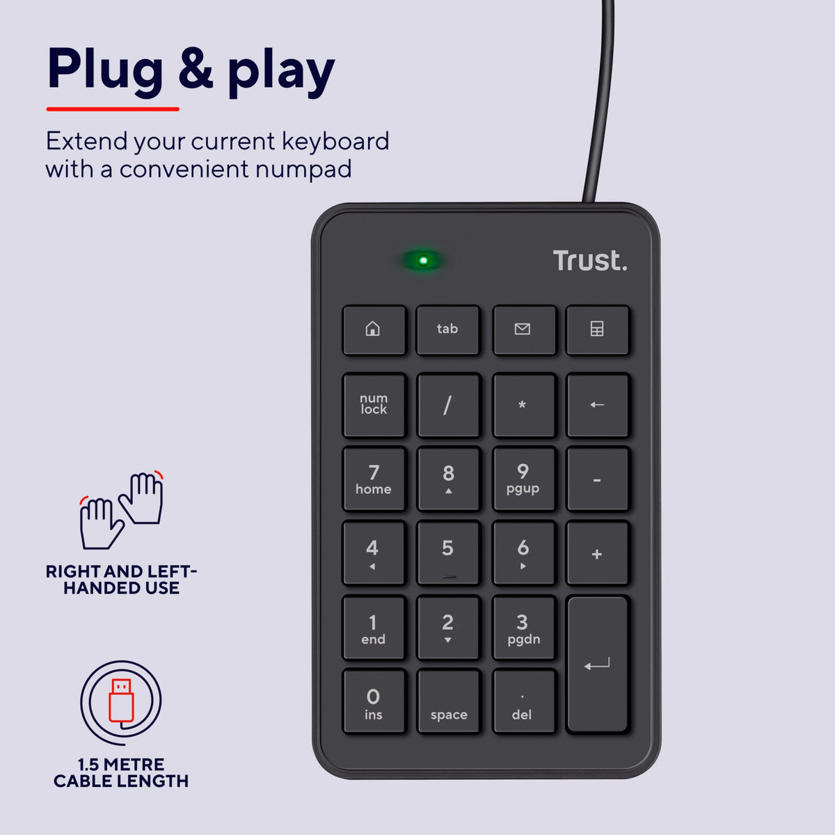 TRUST Pavé numérique filaire XALAS USB