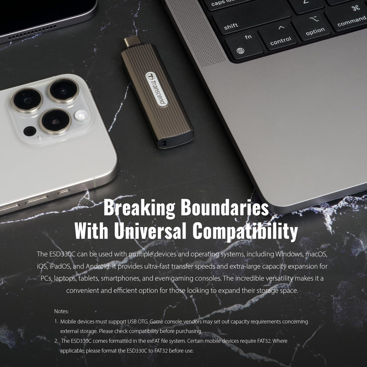 TRANSCEND ESD330C 1To External SSD USB 10Gbps Type-C
