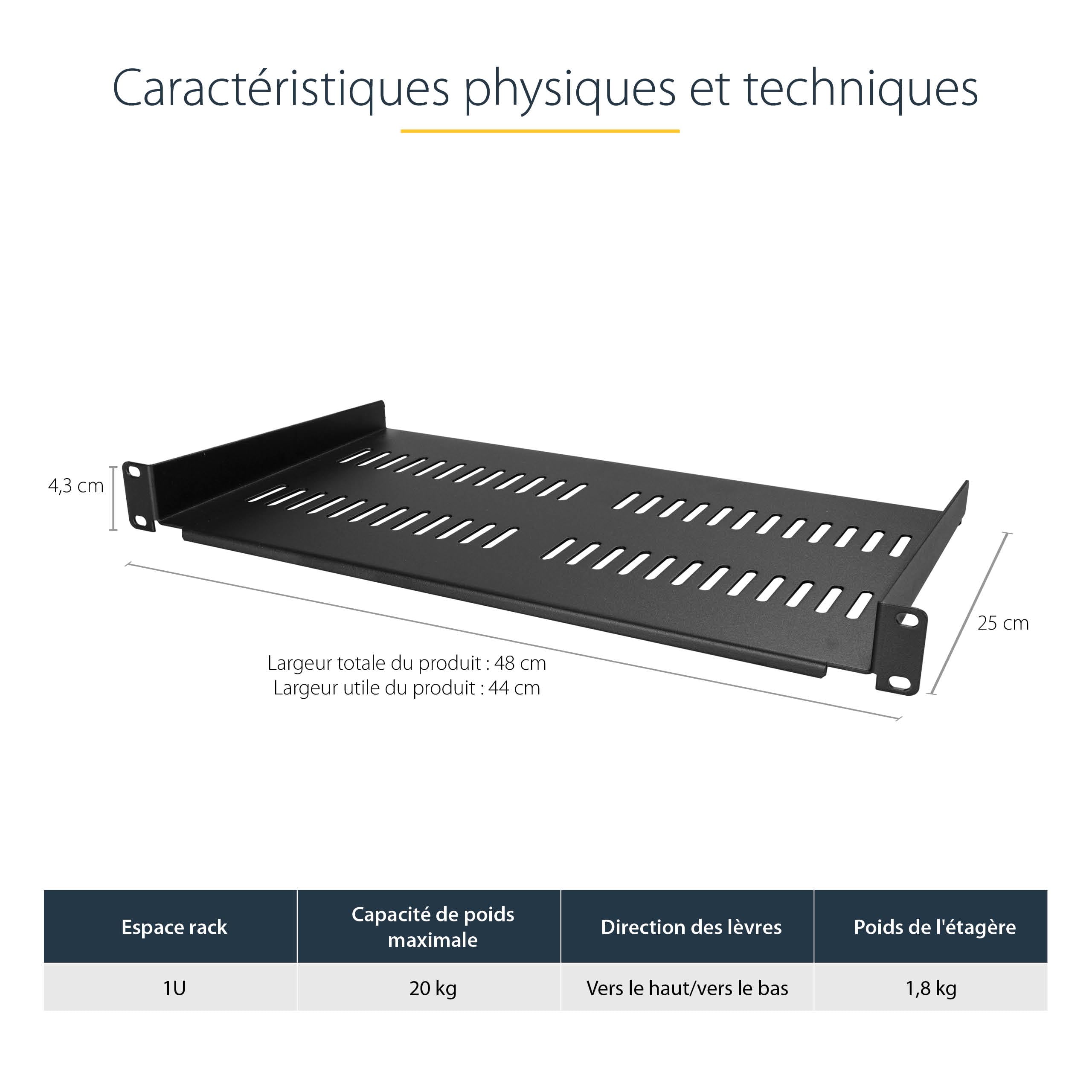 1U cantilever rack shelf