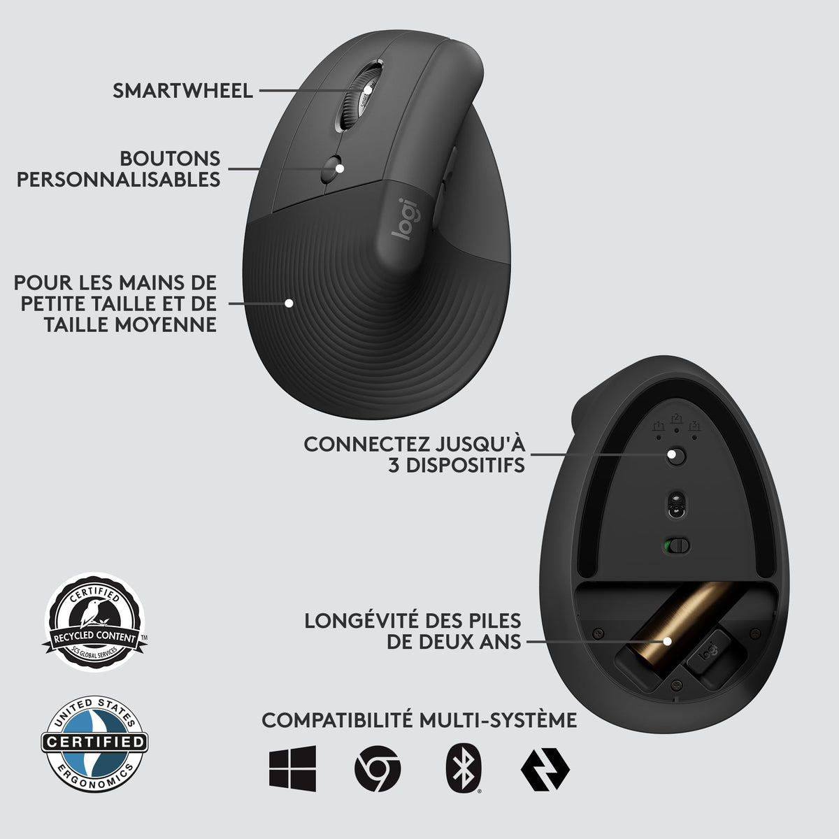 LOGITECH LIFT FOR BUSINESS LEFT - GRAPHITE / BLACK - EMEA