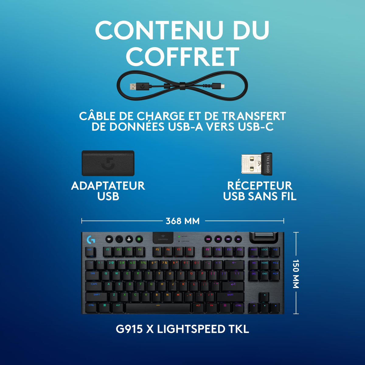 LOGITECH G915 X LIGHTSPEED TKL Wireless Gaming Keyboard Black (FR)