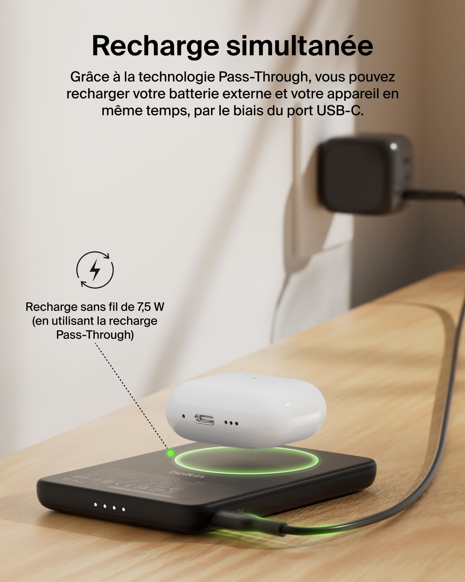 BELKIN BoostCharge Slim 5k Magnetic 7.5w Black