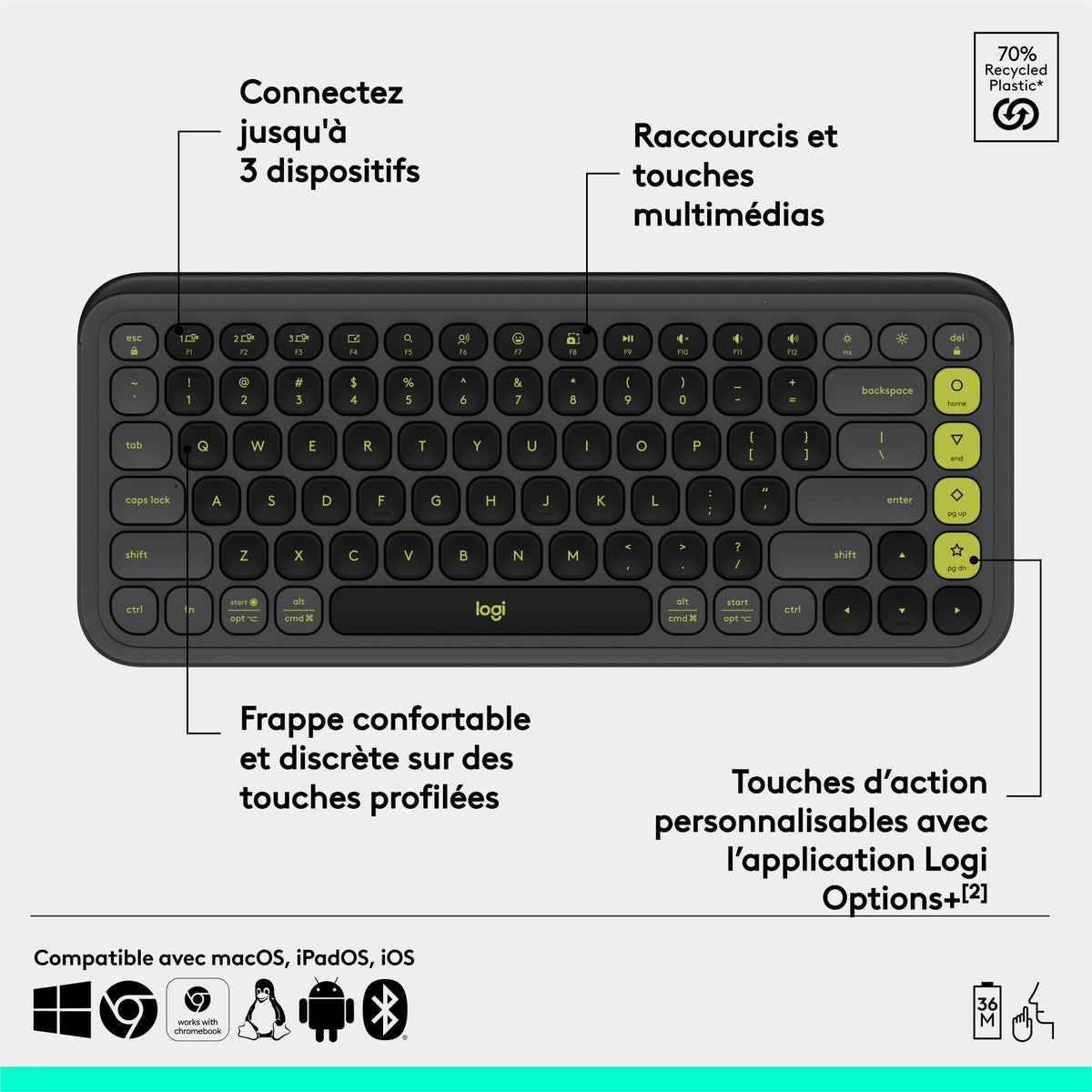 LOGITECH POP ICON KEYS - GRAPHITE (FR)