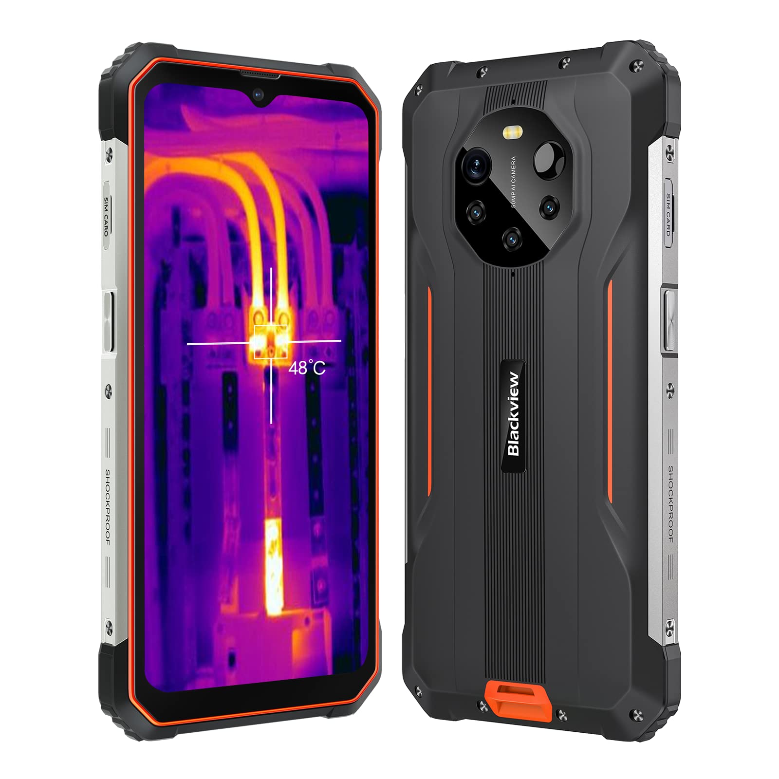 Blackview BL8800 Pro 5G (FLIR - Ecran de 6.58'' - 128 Go, 8 Go RAM) Orange