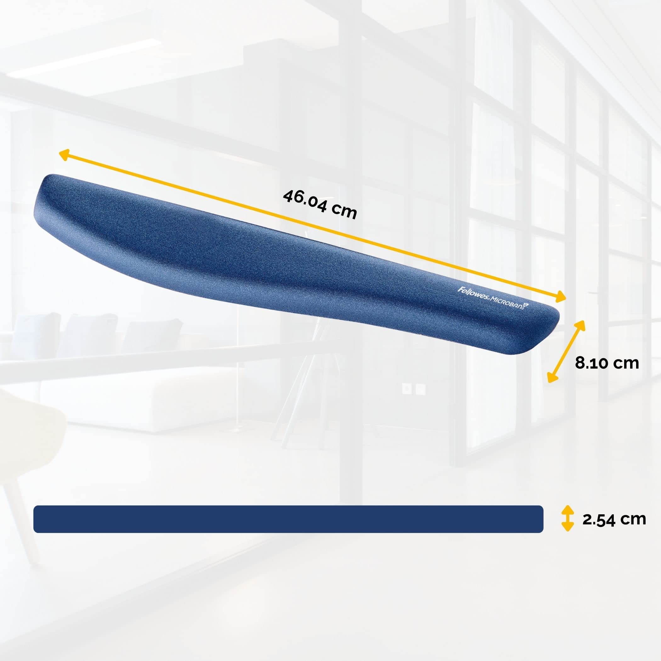 FELLOWES Repose poignet clavier PlushTouch™ - Bleu - Antibactérien