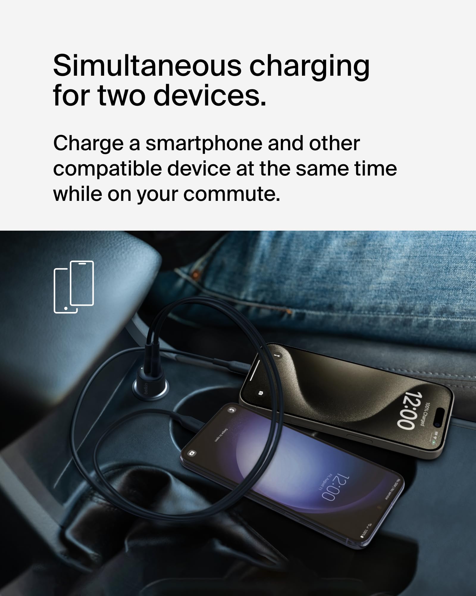 BELKIN Boost Charge 42w - 30w USB-C PD PPS + 12w USB-A Car Charger