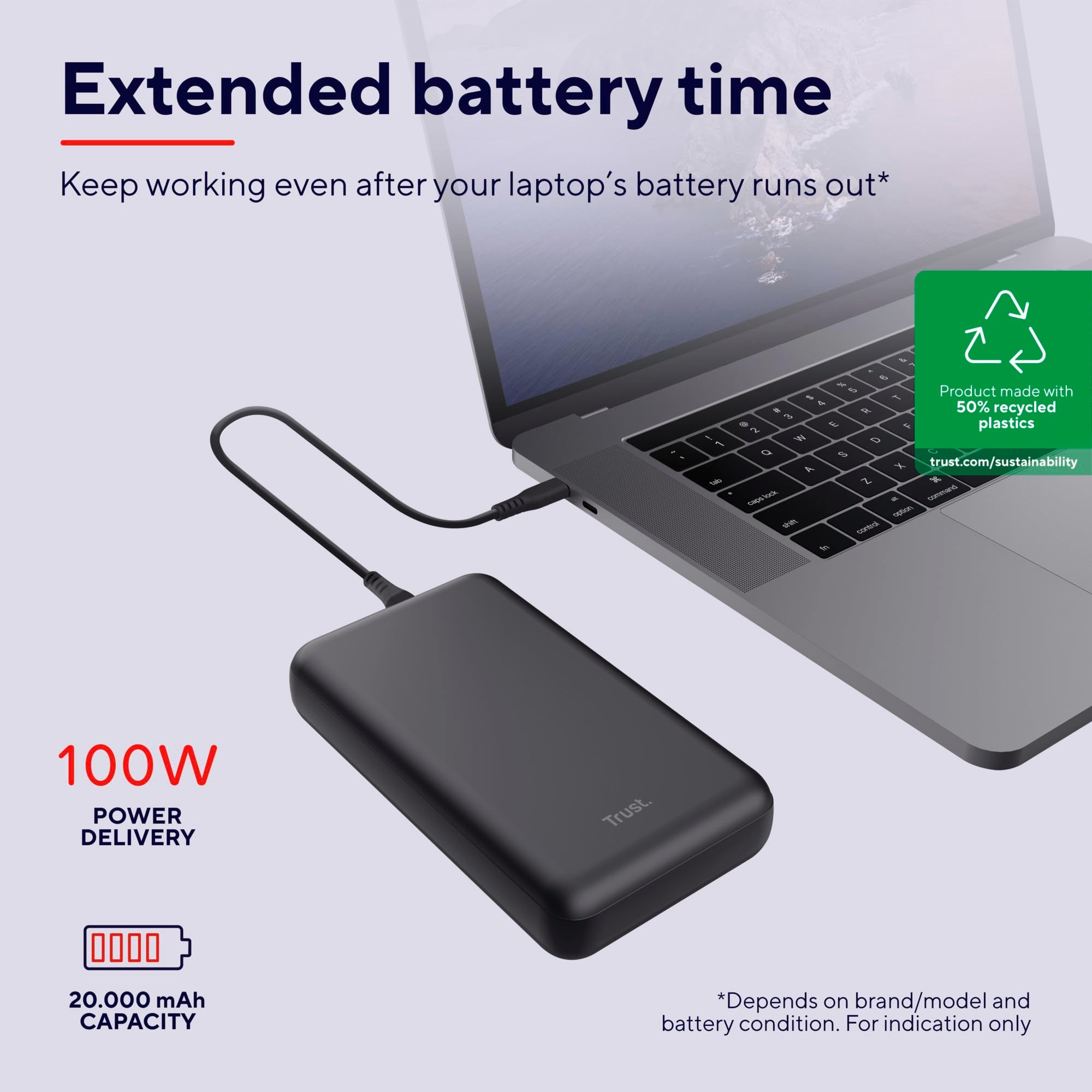 TRUST Powerbank LARO 100W USB-C pour ordinateur portable