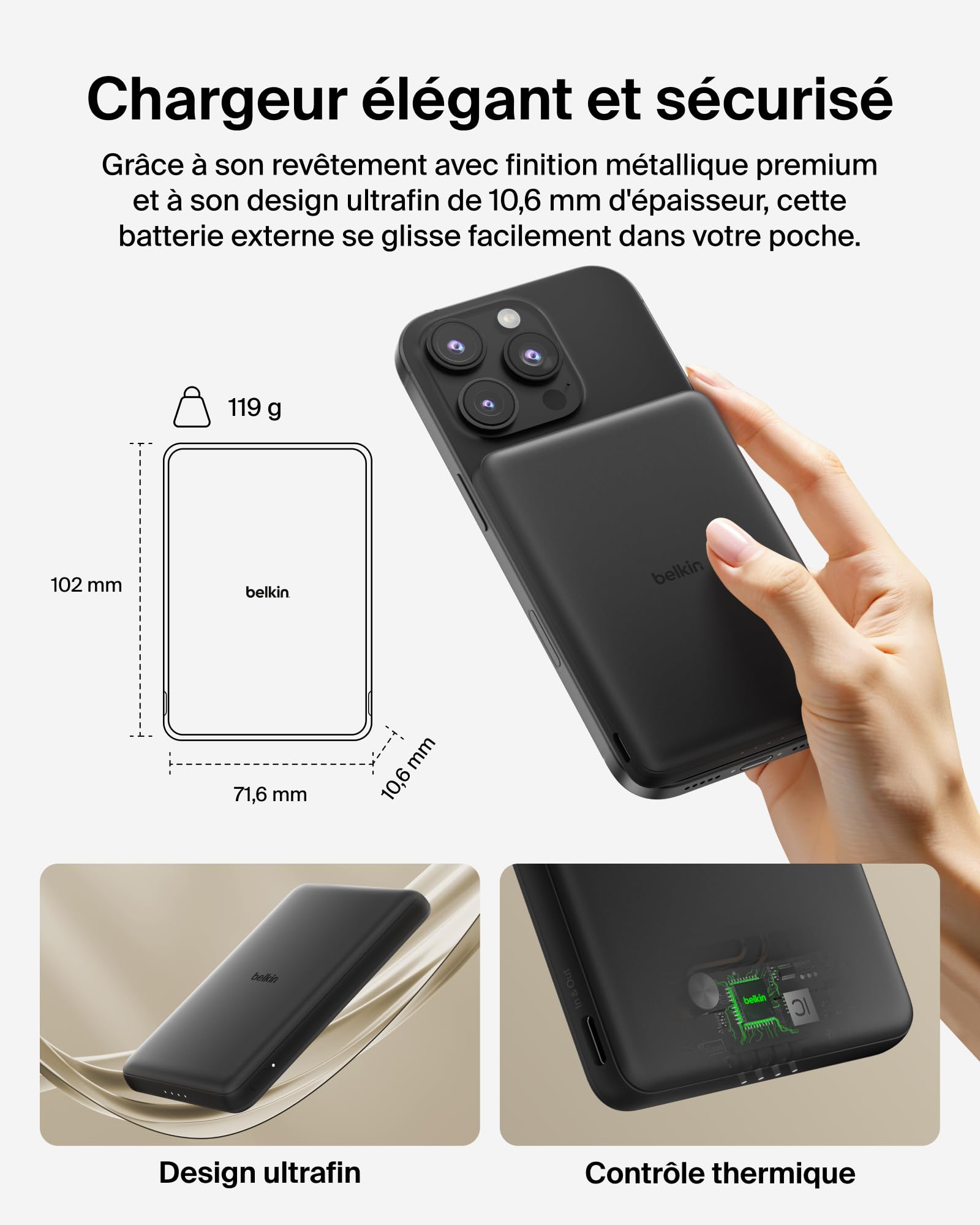 BELKIN BoostCharge Slim 5k Magnetic 7.5w Black