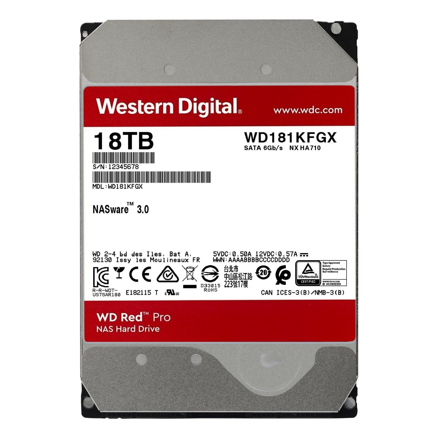 WD Red Pro 18To 6Gb/s SATA 512Mo Cache Internal 3.5p HDD bulk