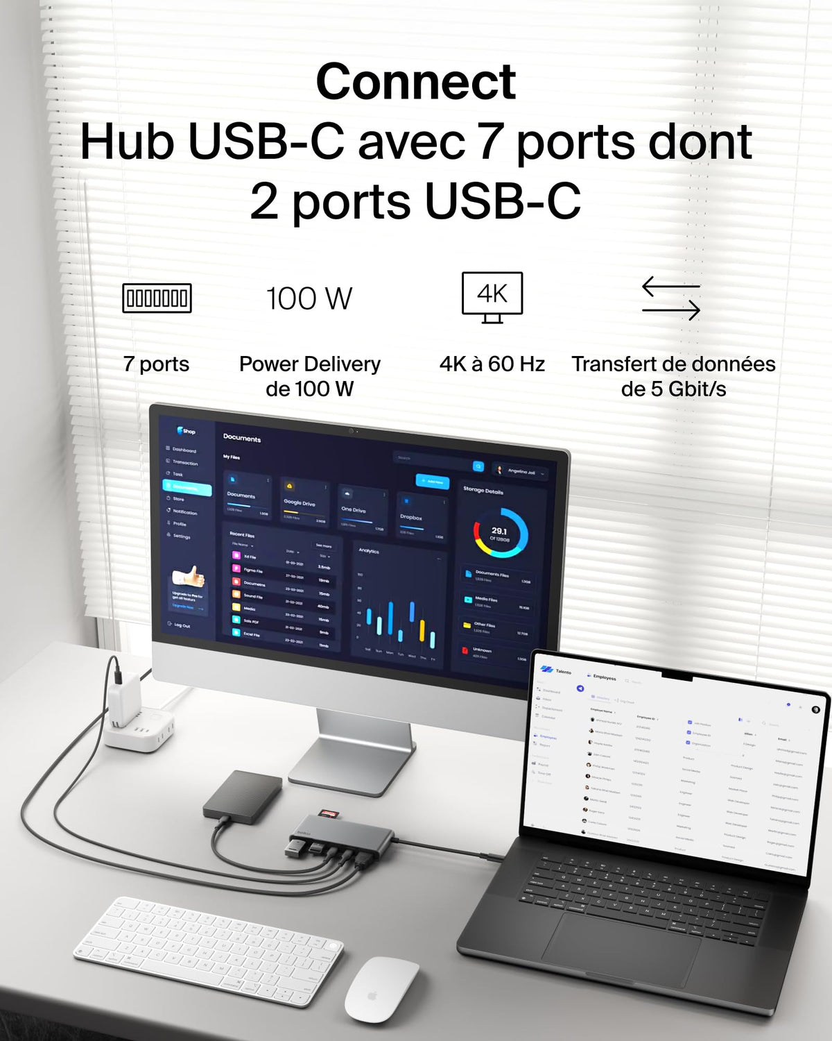 BELKIN Connect 7-in-1 USB-C Hub with Dual USB-C Ports - Silver