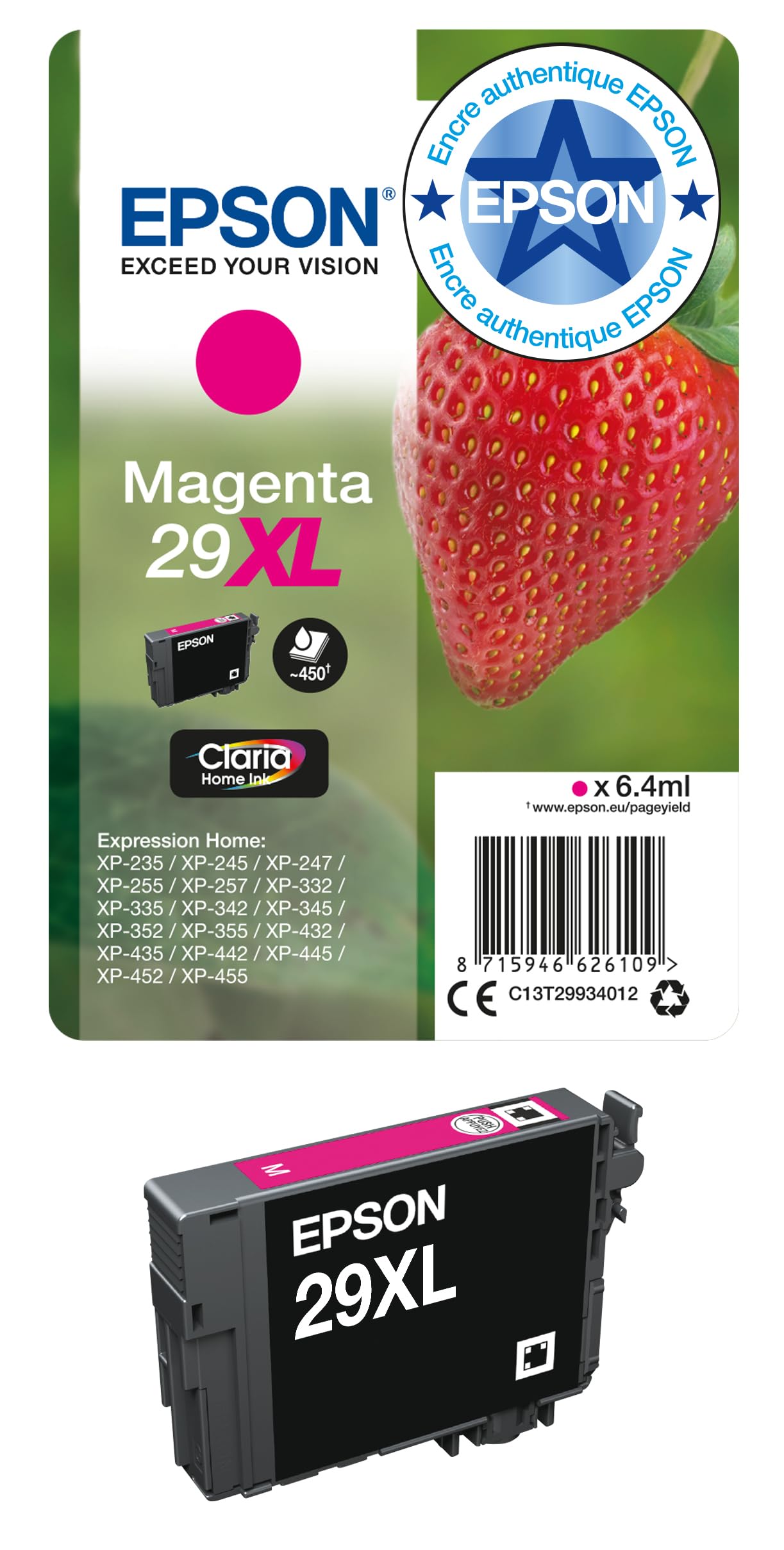EPSON 4LB Cartridge Fraise - Ink Claria Home Magenta XL w/s