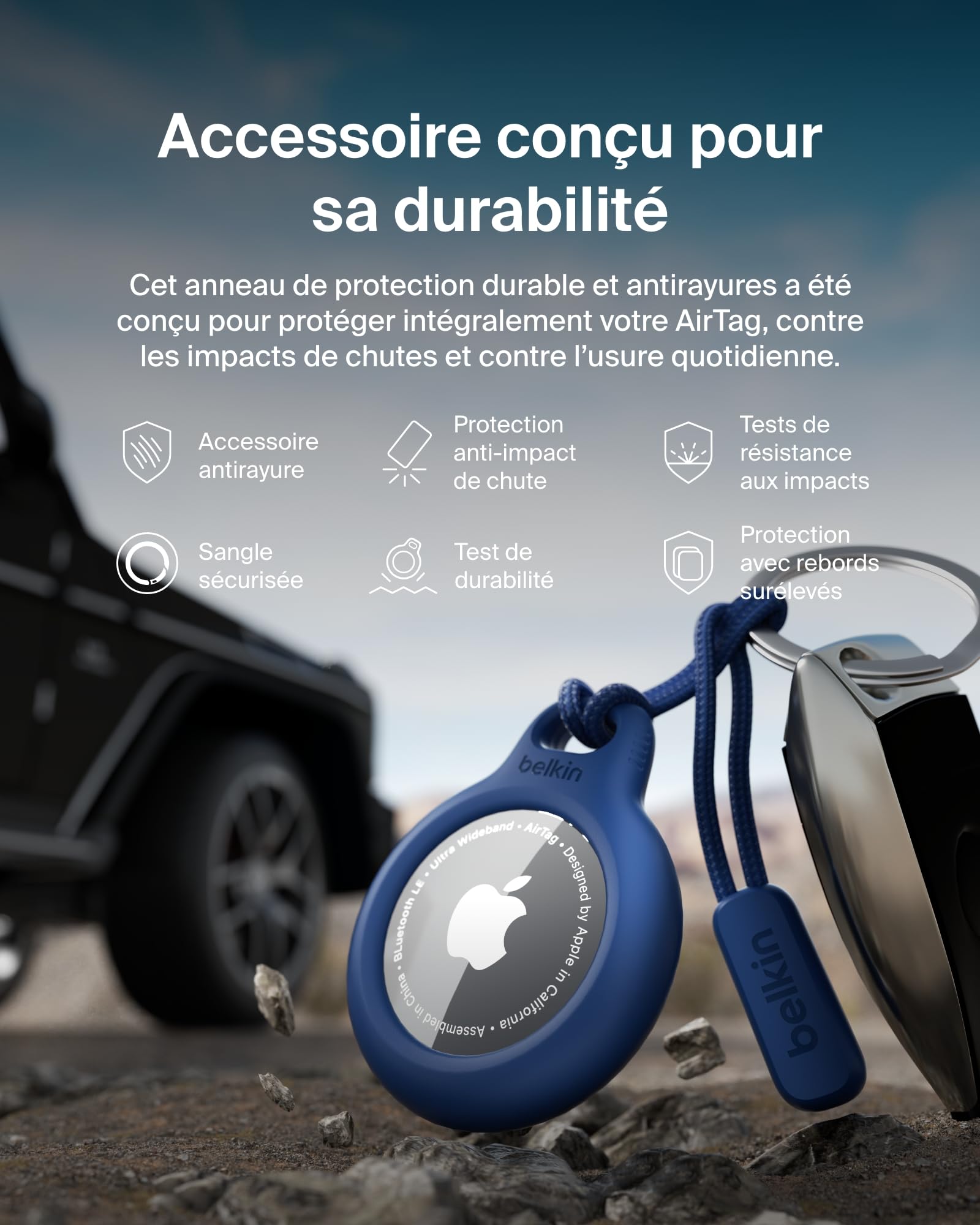 BELKIN Airtag Protection avec Cordon Bleu