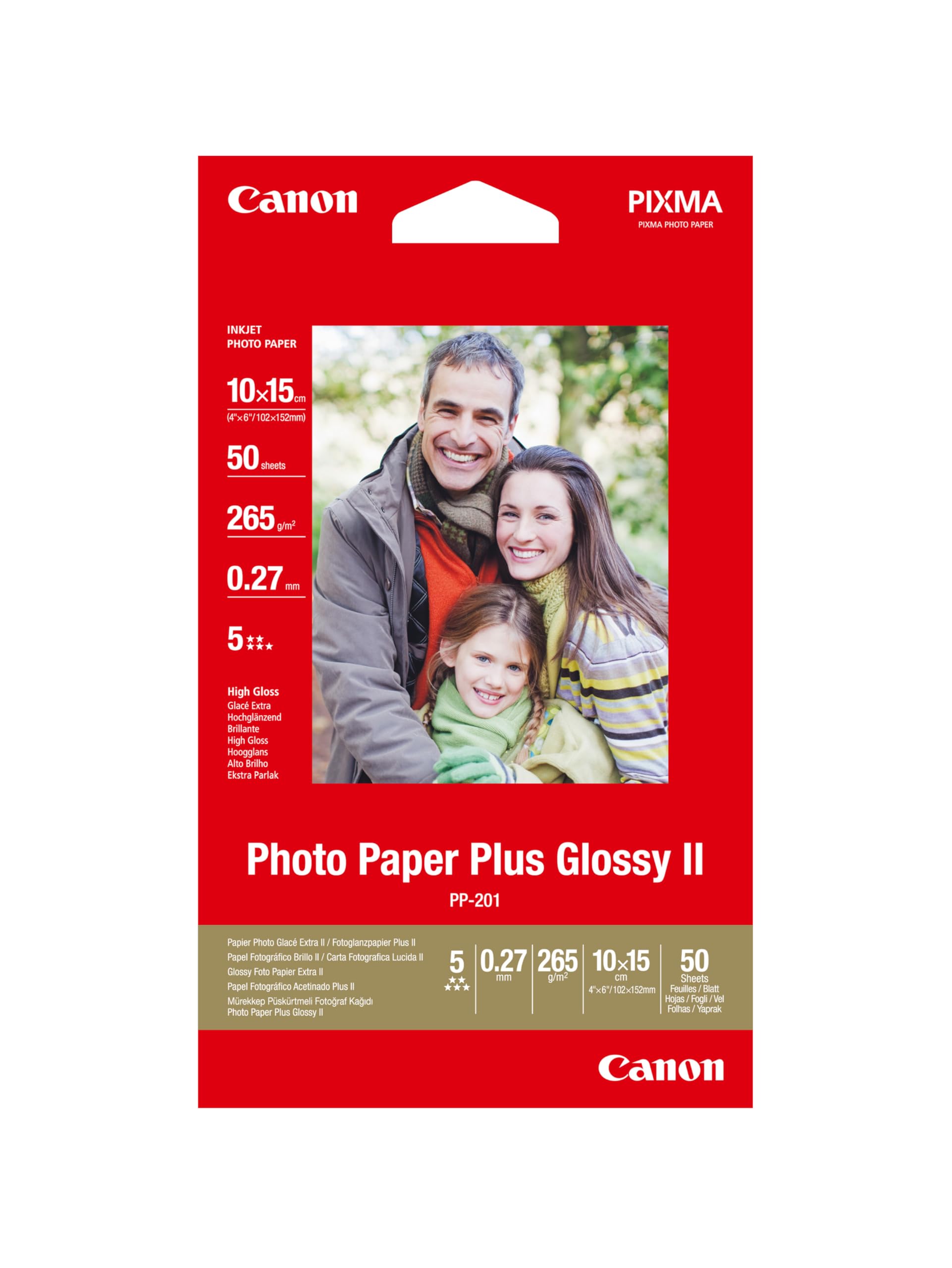 CANON PP-201 plus photo  papier inkjet 260g/m2 4x6 inch 50 feuilles pack de 1