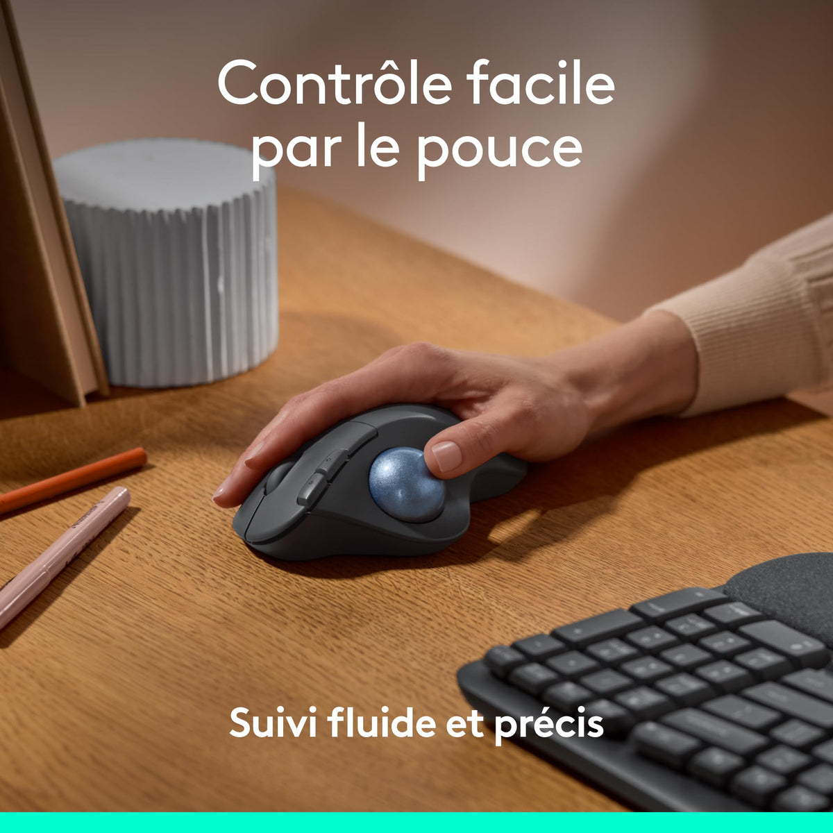 LOGITECH ERGO M575 for Business Trackball right-handed optical 5 buttons wireless Bluetooth Bolt USB receiver graphite