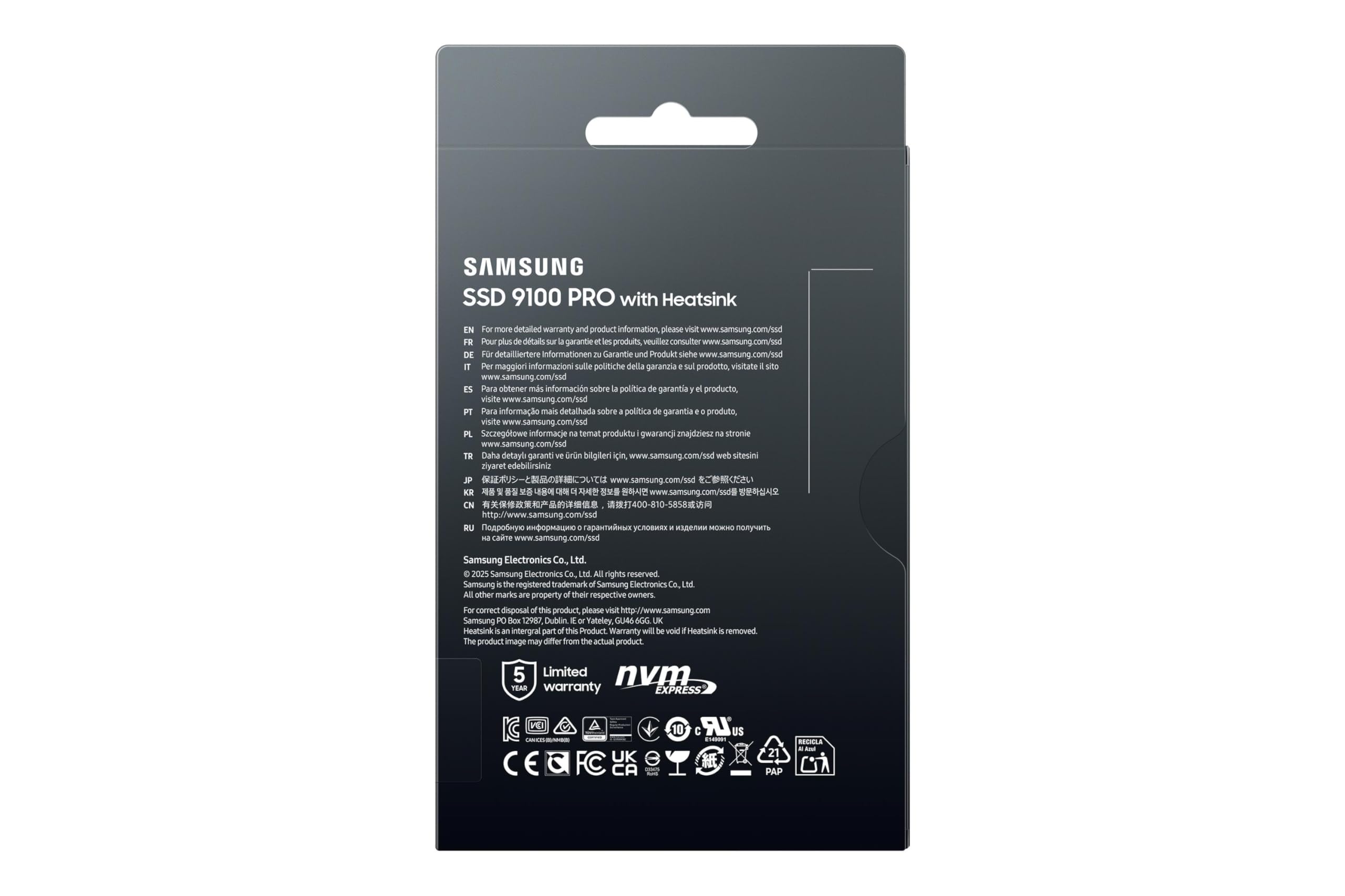 9100PRO 2TB SSD M.2 NVMe PCIe 5 Heatsink