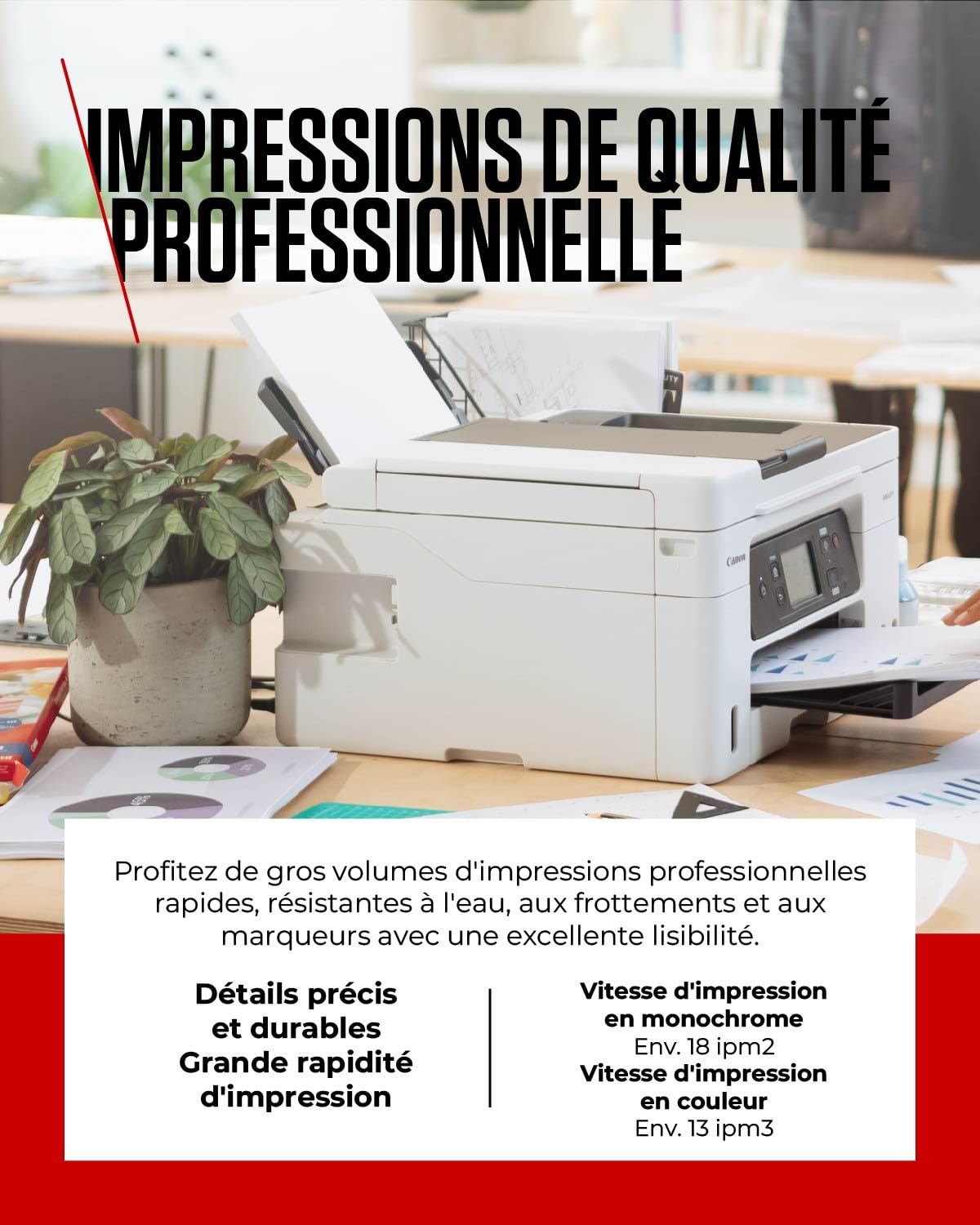CANON MAXIFY GX4050 MFP colour ink-jet refillable A4 18 ipm print 350 sheets USB 2.0 LAN Wi-Fi
