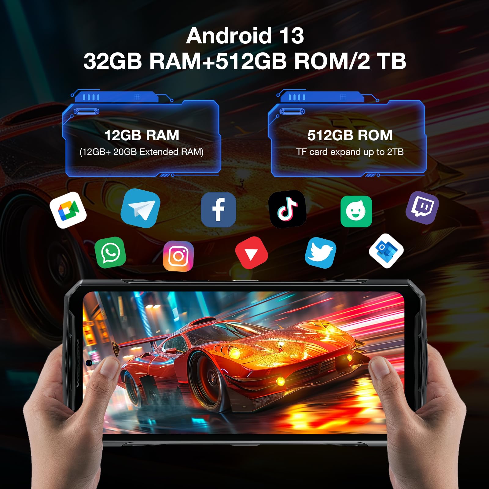 Doogee DK10 (Double Sim - 5G - NFC - 6.67'' - 512 Go, 12 Go RAM) Noir