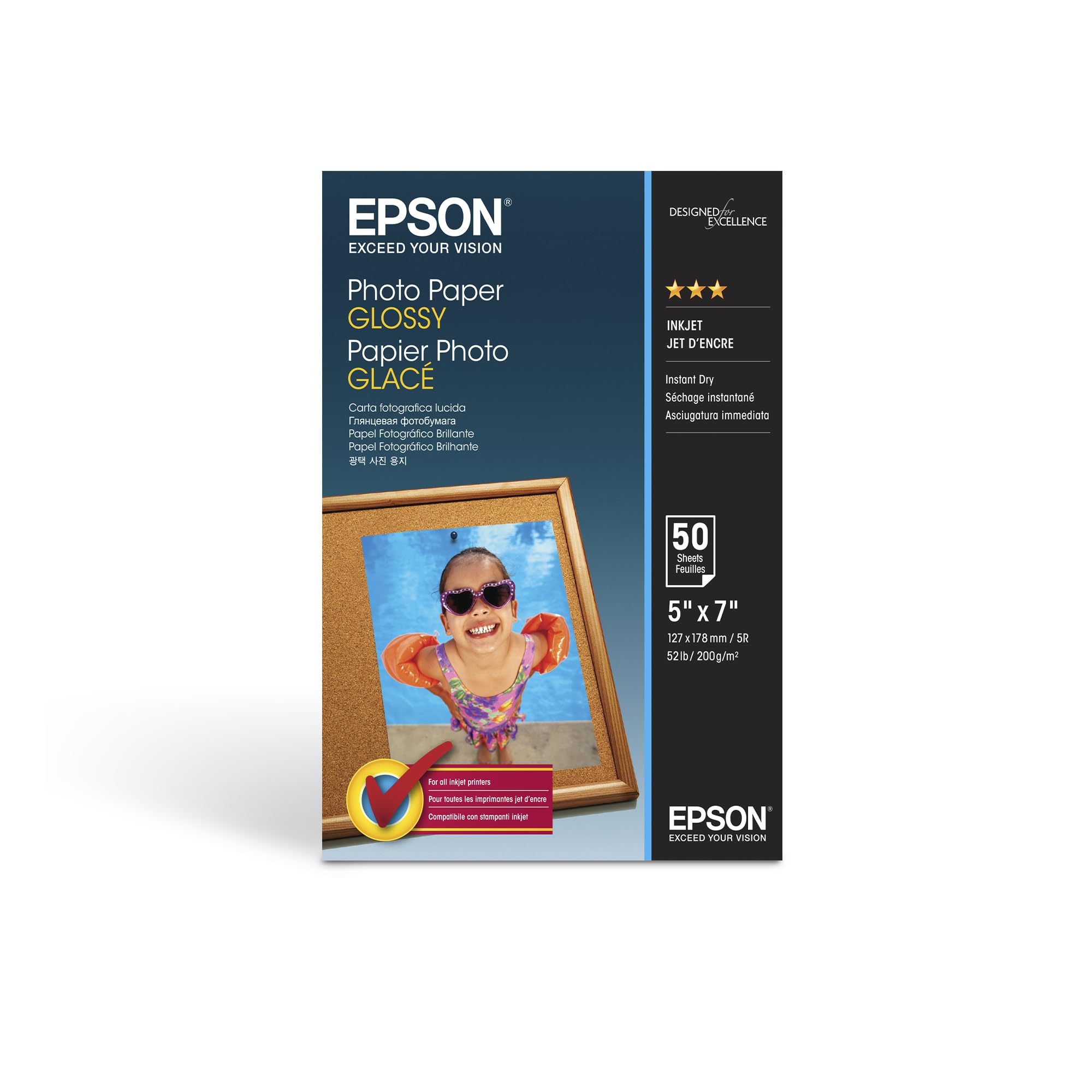 EPSON PHOTO  papier brillant 200g/m2 130x180mm 50 feuilles pack de 1