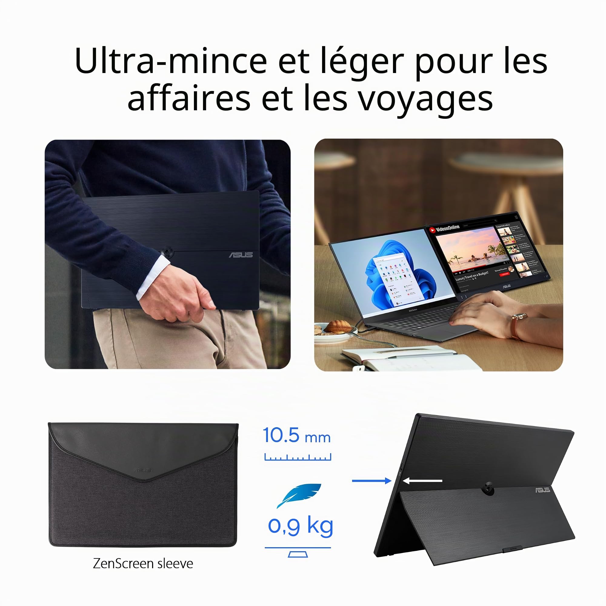 "ASUS MB16AHV écran plat de PC 39,6 cm (15.6"") 1920 x 1080 pixels Full HD LCD Noir"