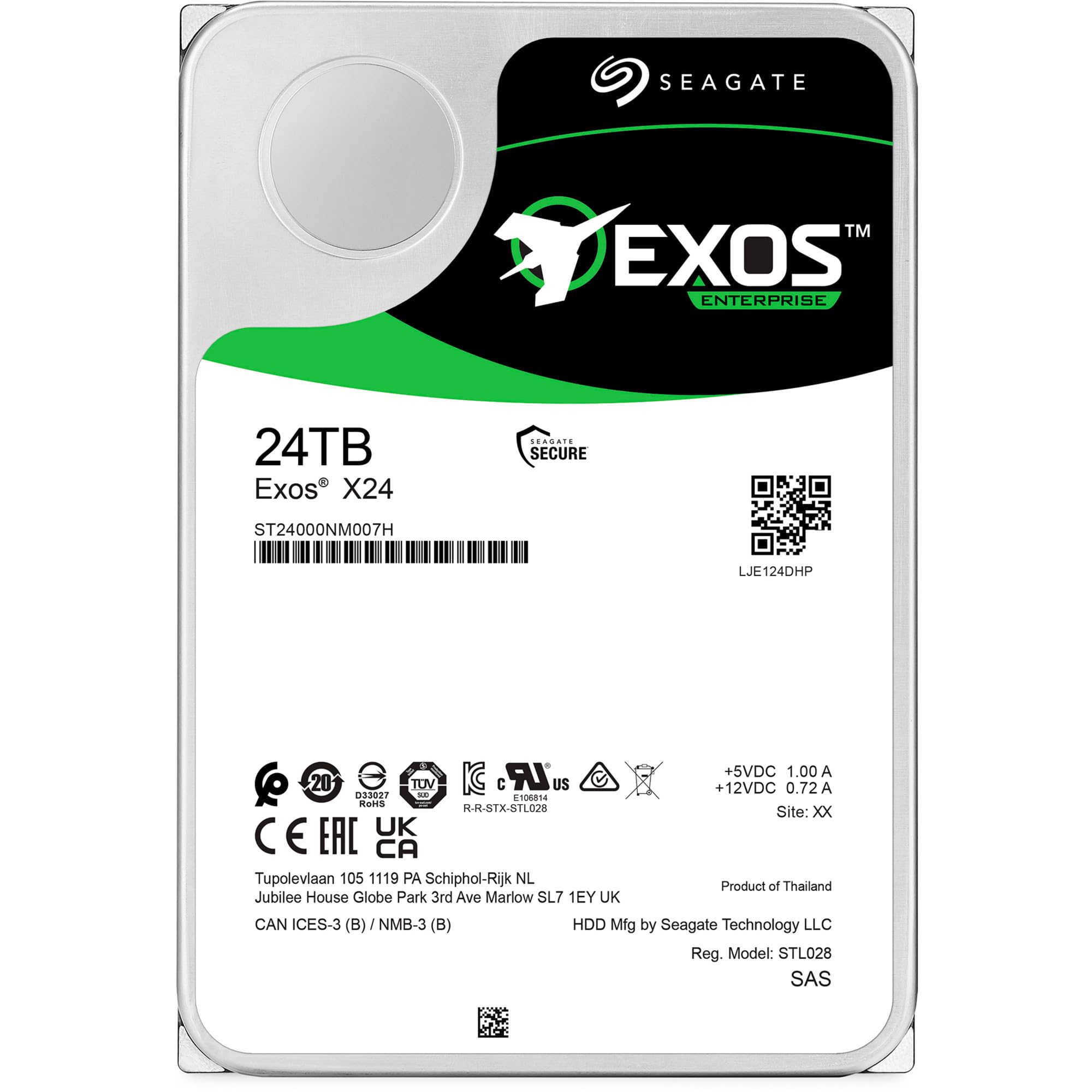 SEAGATE Exos X24 24To HDD SAS 12Gb/s 7200tpm 512Mo cache 3.5p 24x7 512e/4KN