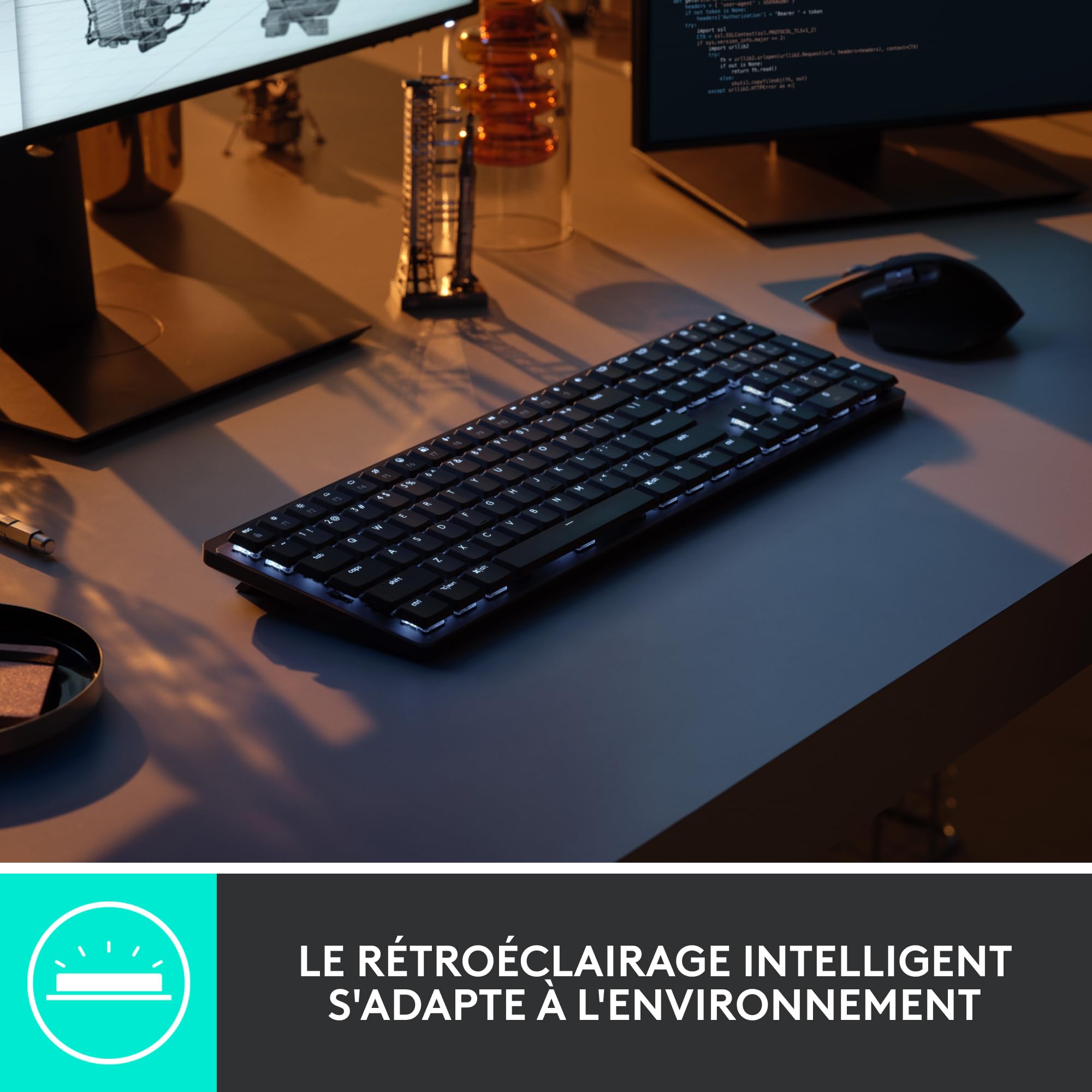 LOGITECH MX Mechanical Wireless Illuminated Performance Keyboard - GRAPHITE - (FR) - 2.4GHZ/BT - N/A - CENTRAL - TACTILE