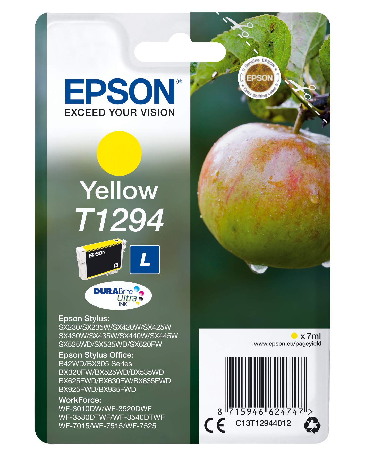 EPSON 1LB T1294 ink cartridge yellow high capacity 7ml 1-pack RF-AM blister w/s