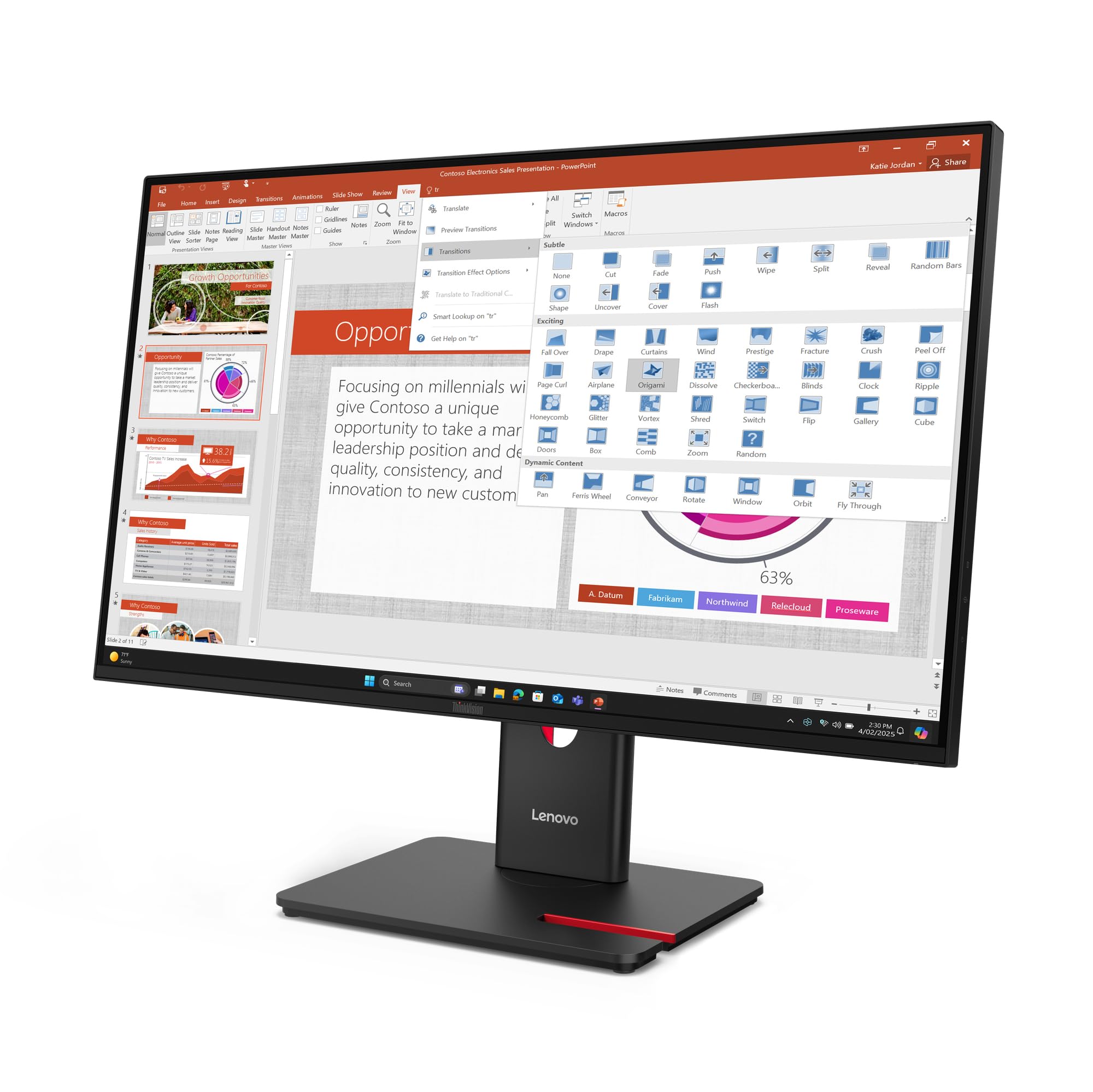 LENOVO ThinkVision T27-40 LED Écran 27p 1920x1080 Full HD (1080p) 120Hz IPS 300cd/m2 1500:1 4ms HDMI VGA DisplayPort 3y