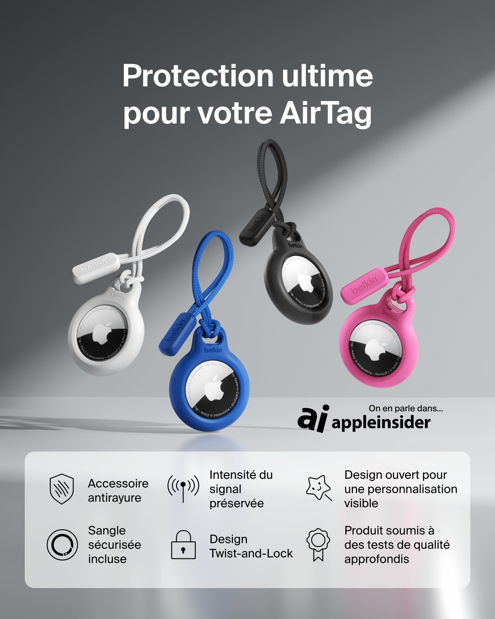 BELKIN Airtag Protection avec Cordon Bleu