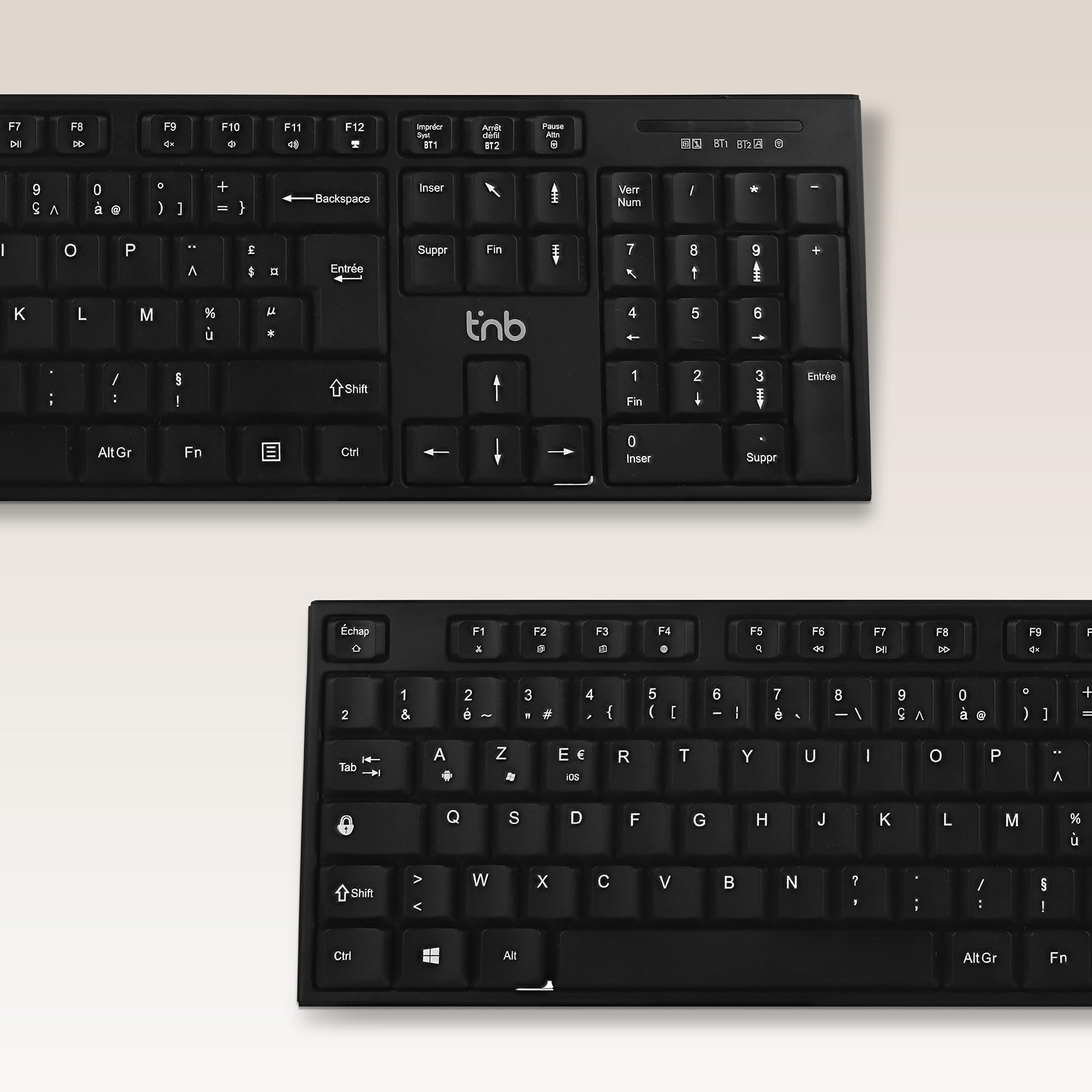 TNB CLASSY Rechargeable wireless keyboard Bluetooth + USB-A 2.4Ghz AZERTY (FR)