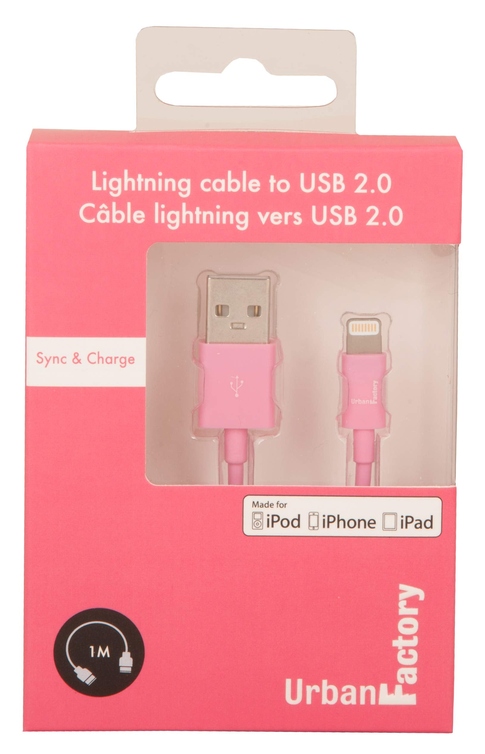 URBAN FACTORY CABLE LIGHTNING MFI 1M ROSE BOITE