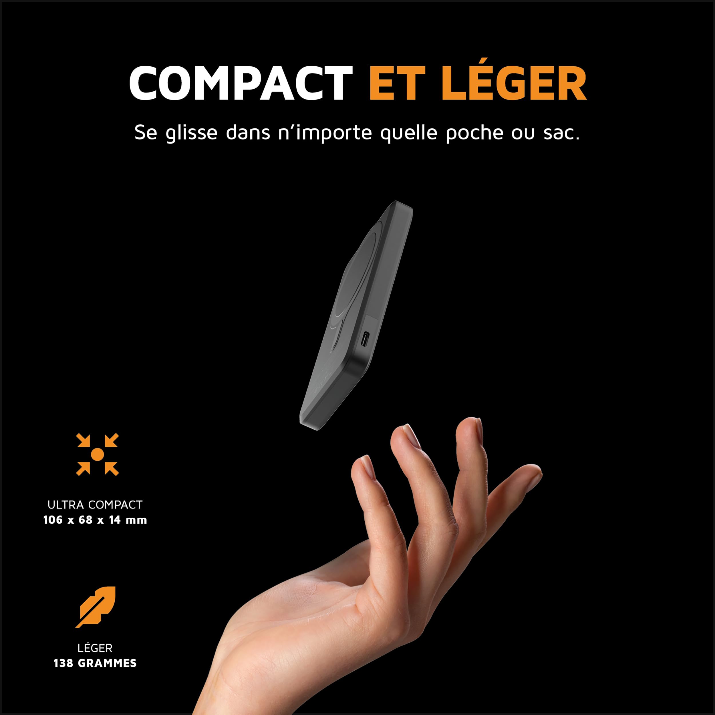 XTORM Batterie magnétique sans fil 5000 mAh noire