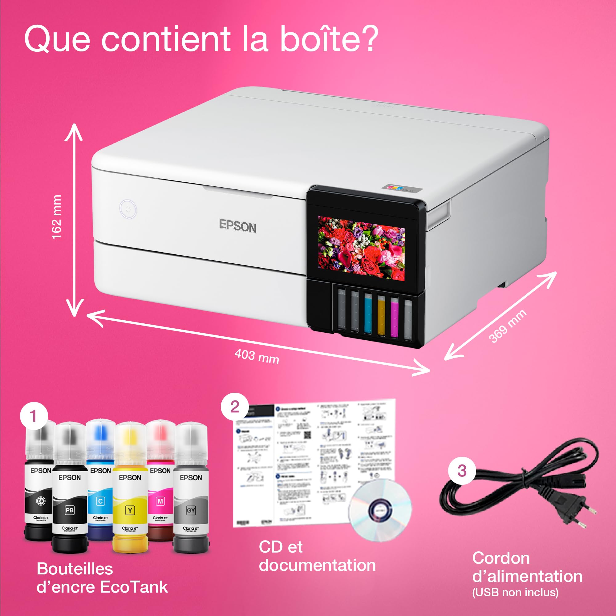 EPSON EcoTank ET-8500 MFP colour ink-jet refillable A4 16ppm print USB LAN USB host Wi-Fi white