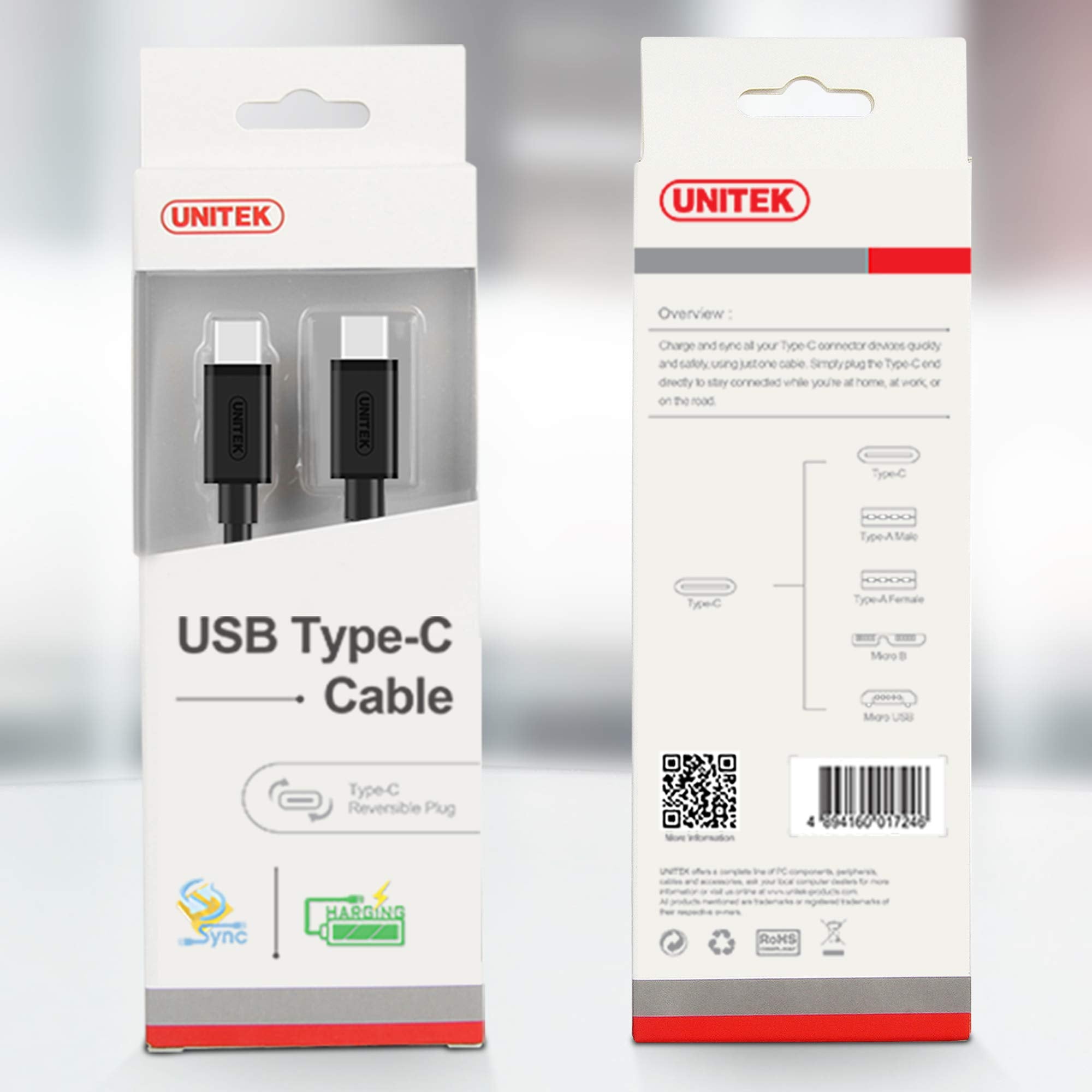 UNITEK Y-C477BK câble USB USB 3.2 Gen 1 (3.1 Gen 1) 1 m USB C Noir