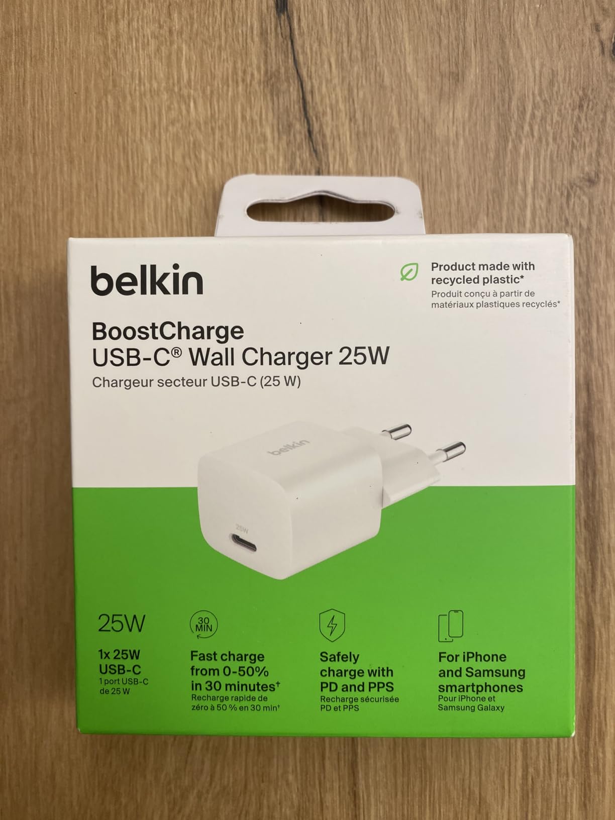 BELKIN 25W USBC PD WALL CHARGER WITH PPS WHITE