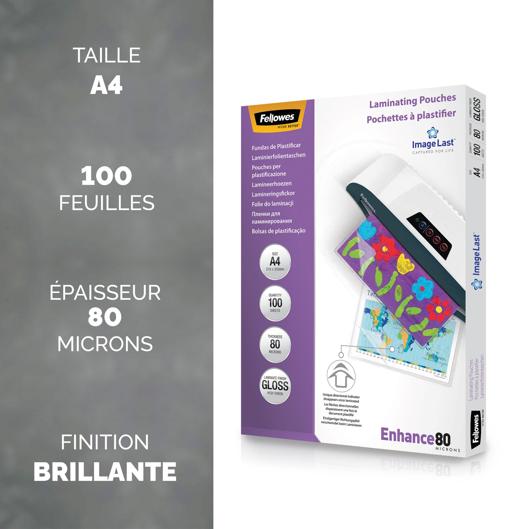 FELLOWES Pochettes ImageLast A4 80 microns - Pack de 100