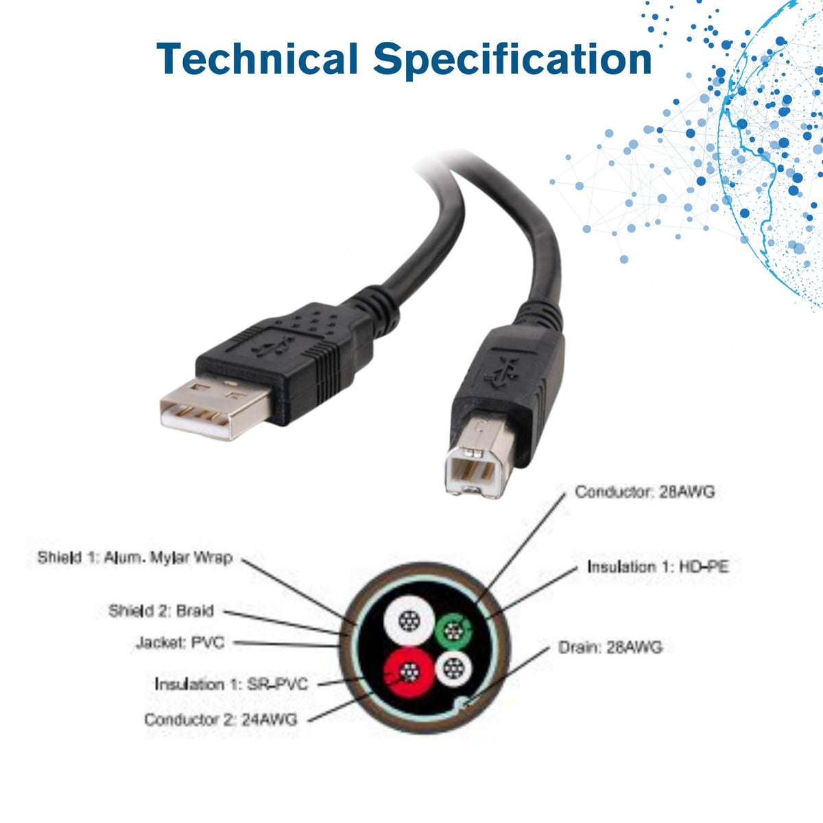 Cbl/1m USB 2.0 A/B Black