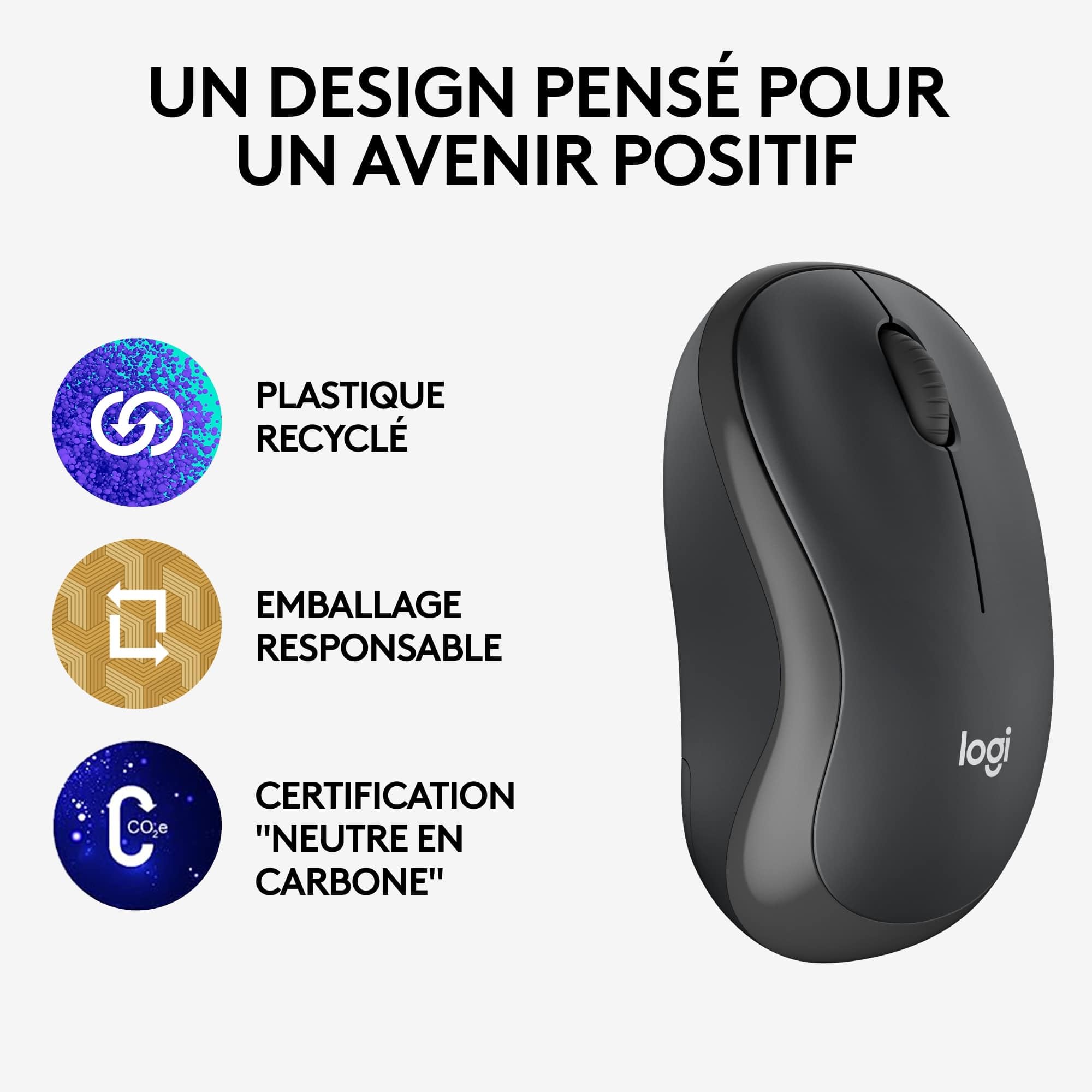 LOGITECH M240 for Business Mouse right and left-handed optical 3 buttons wireless Bluetooth Bolt USB receiver graphite